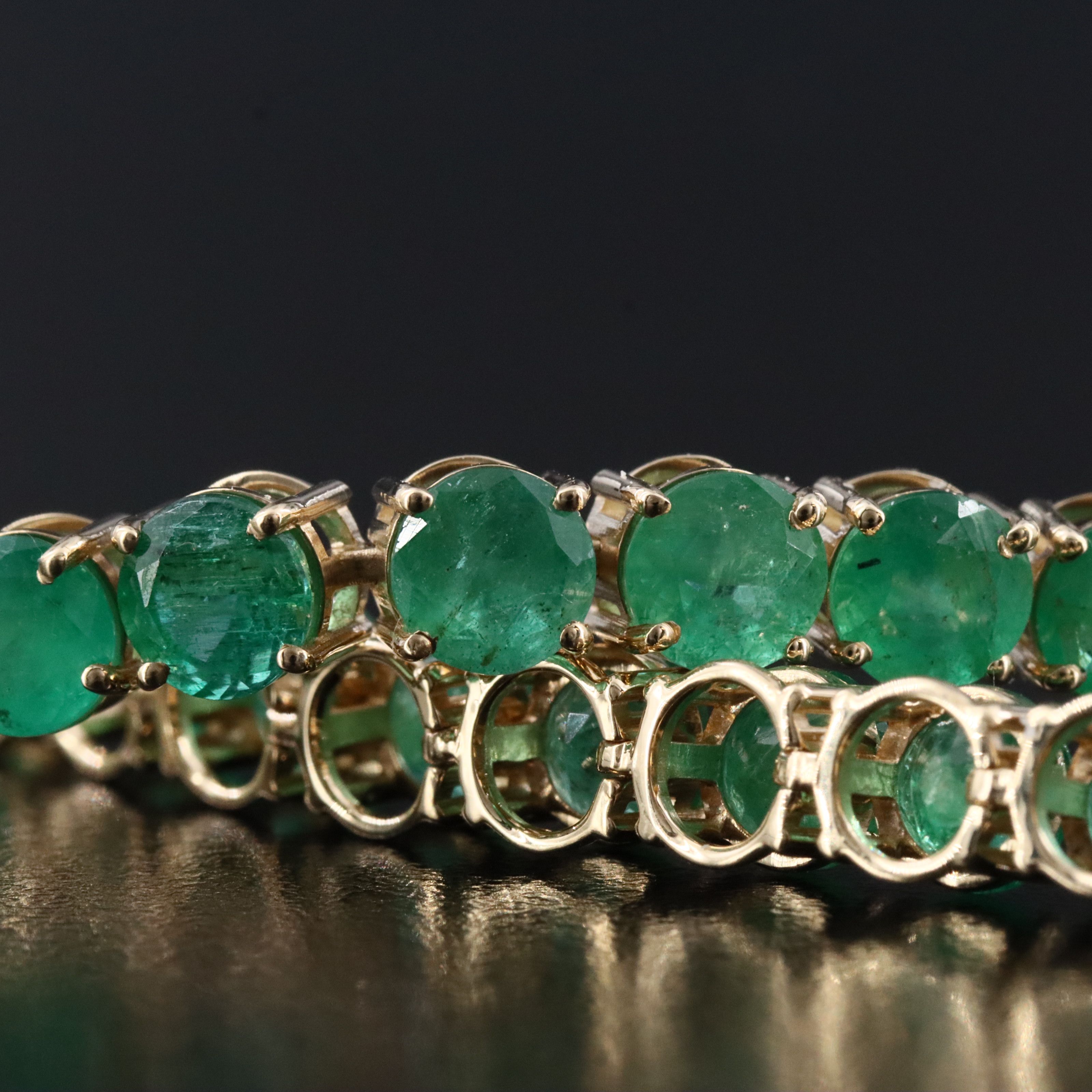 14K 11.25 CTW Emerald Line Bracelet