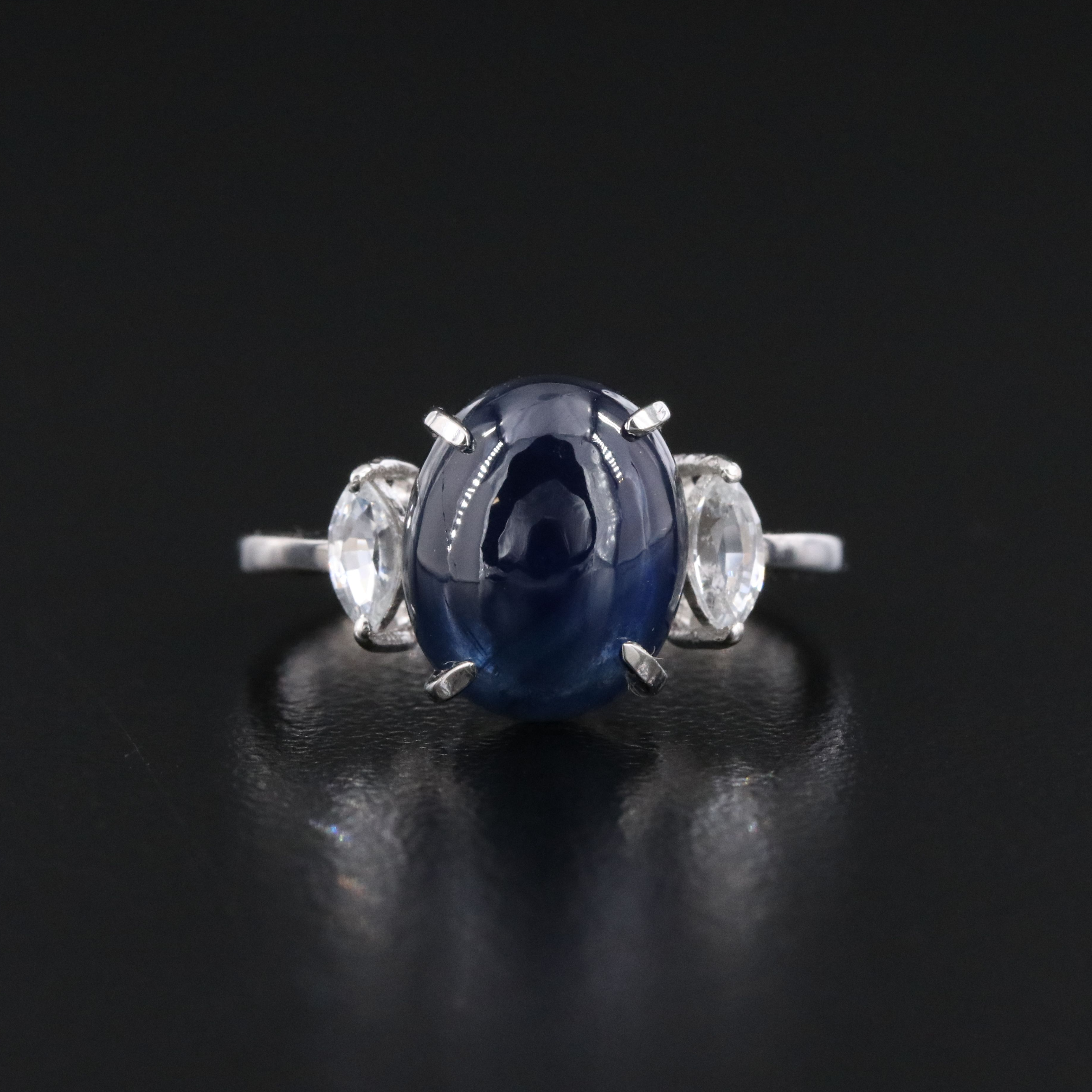 Platinum 5.24 CT Sapphire and White Sapphire Ring