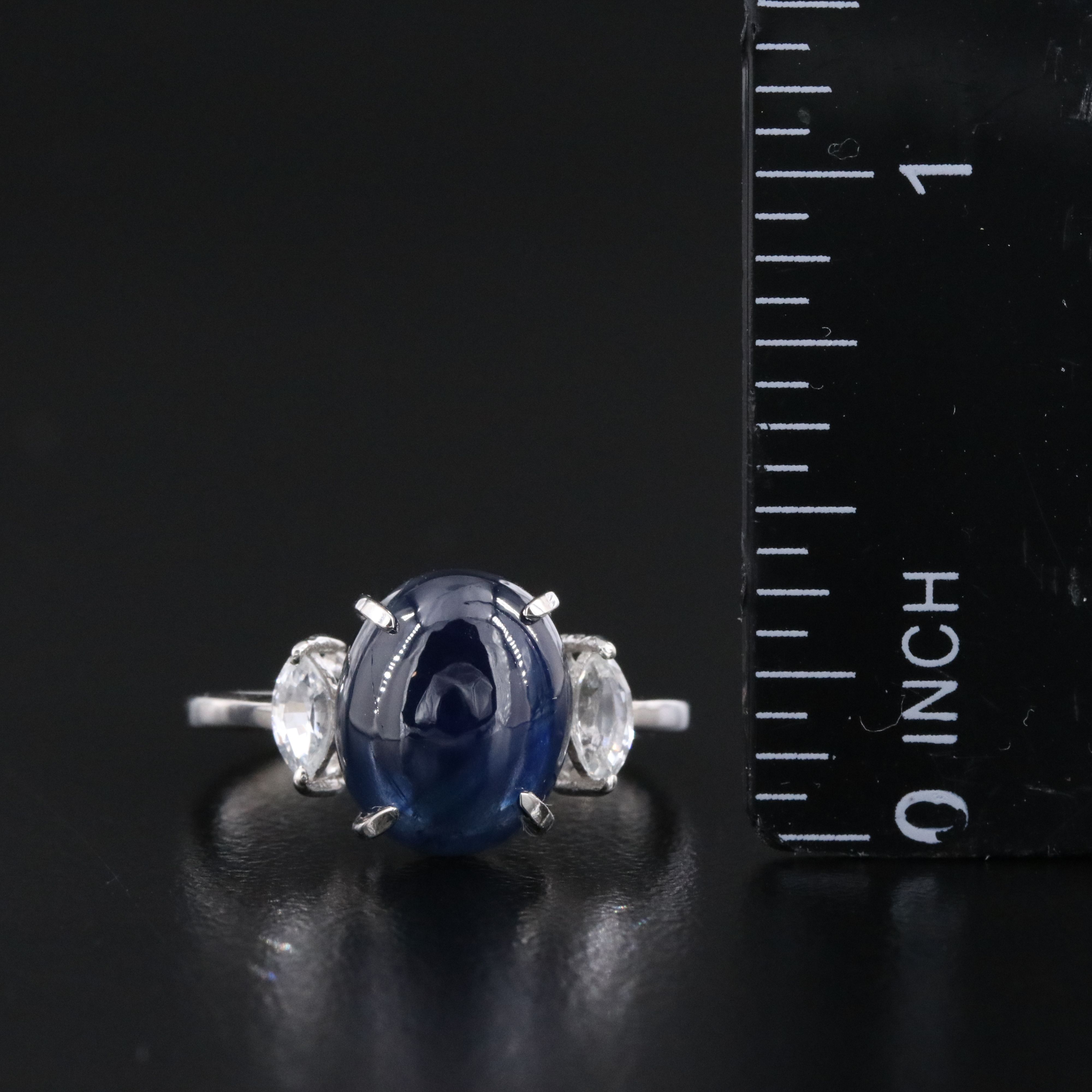 Platinum 5.24 CT Sapphire and White Sapphire Ring