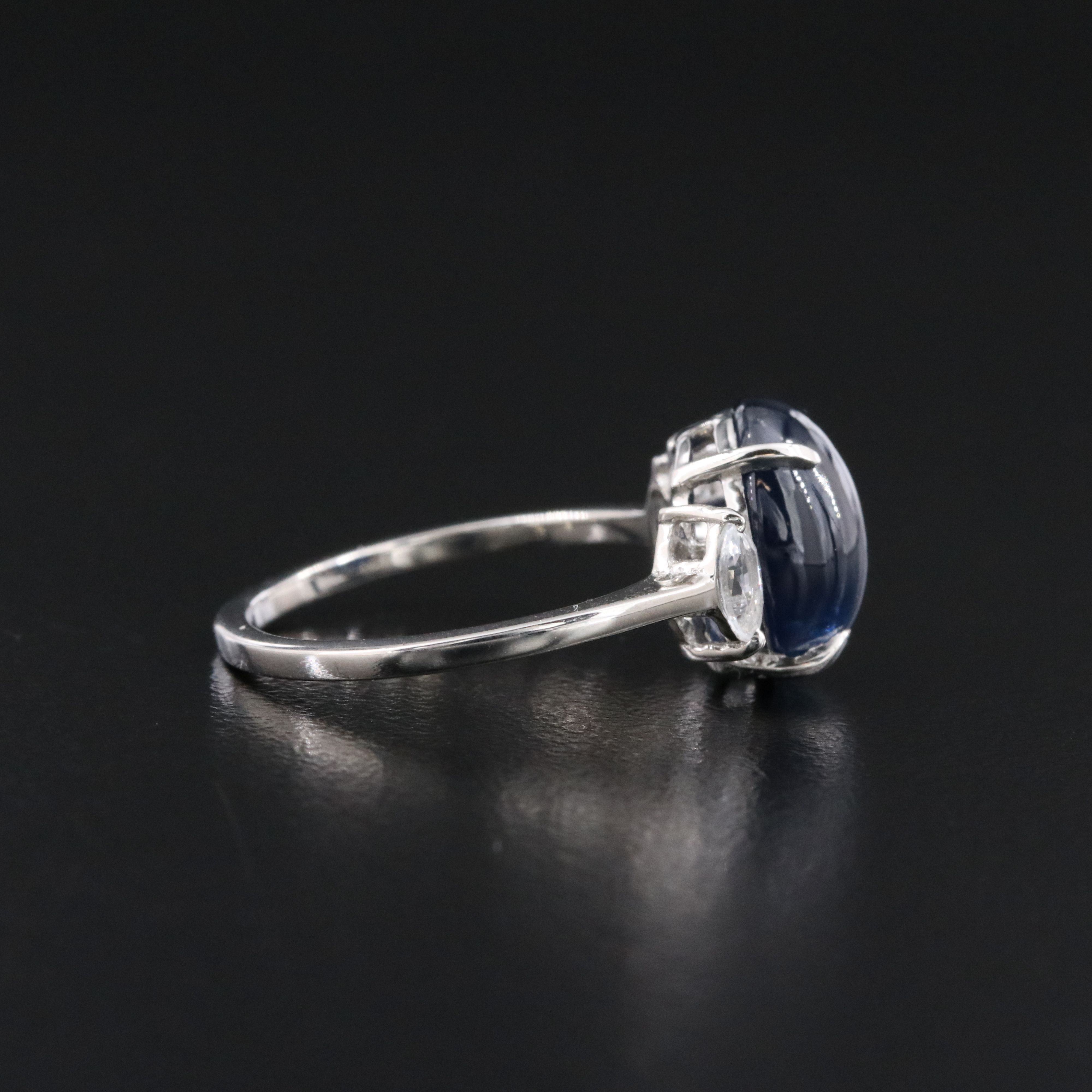 Platinum 5.24 CT Sapphire and White Sapphire Ring