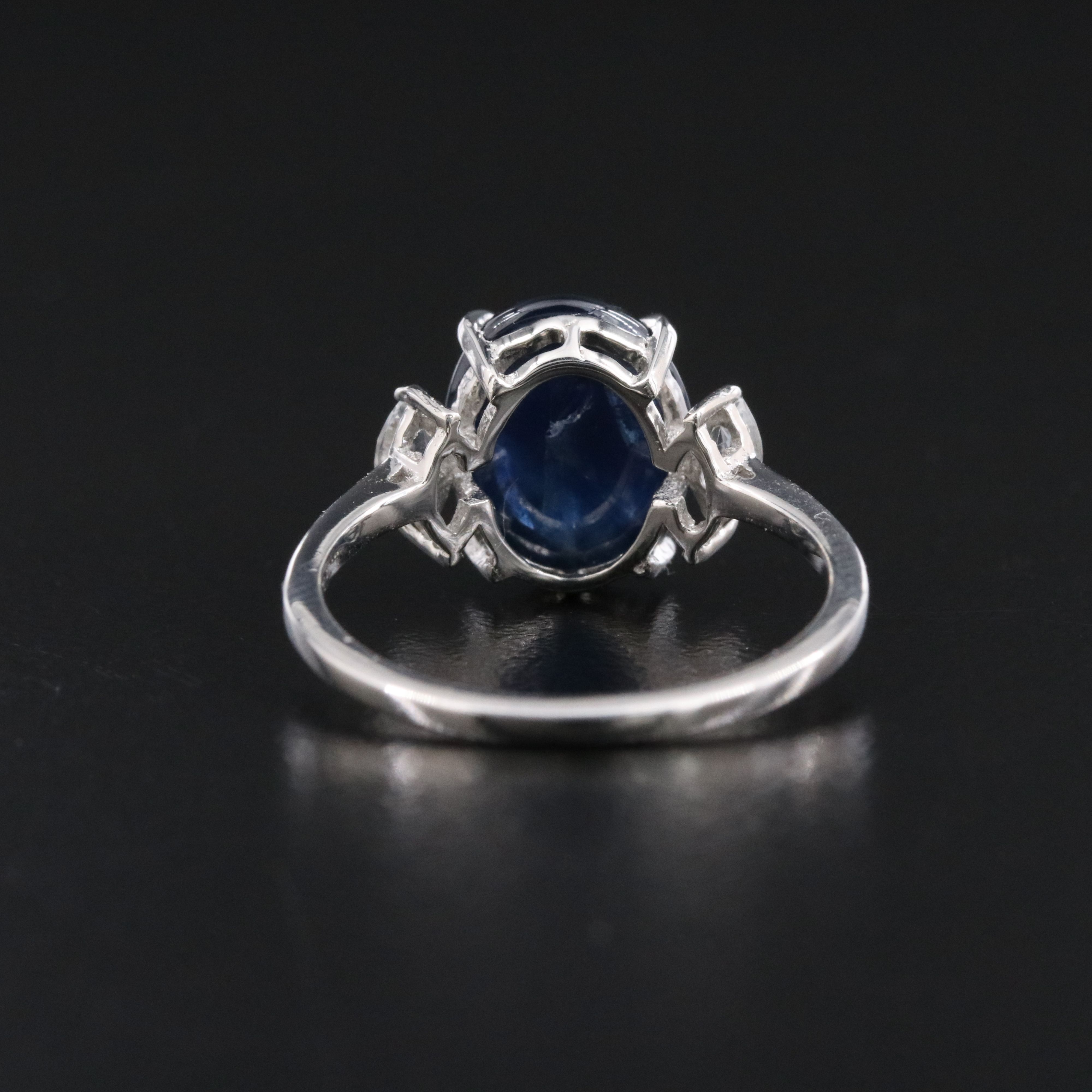 Platinum 5.24 CT Sapphire and White Sapphire Ring