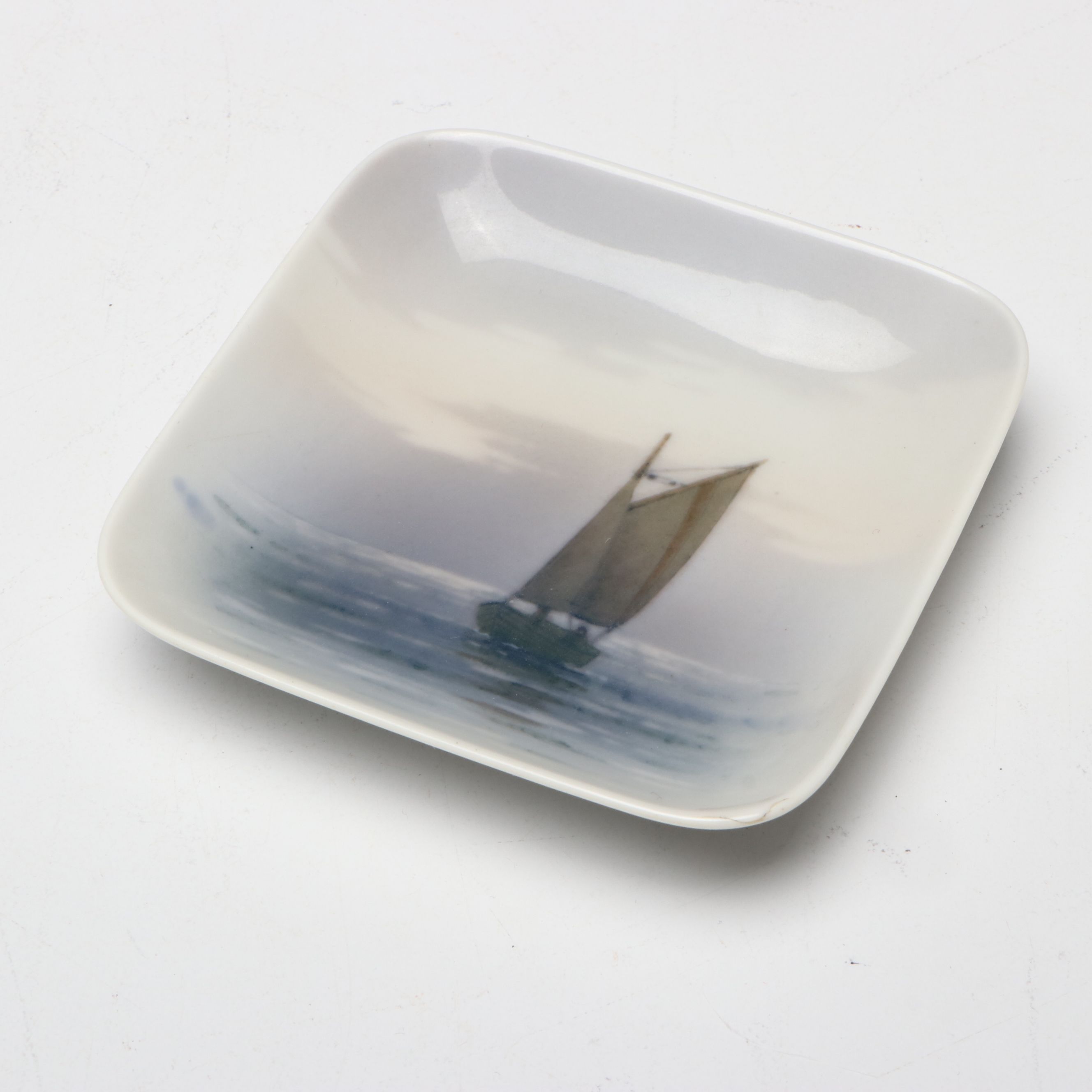Royal Copenhagen Blackberry Porcelain Vase and Sailboat Dish