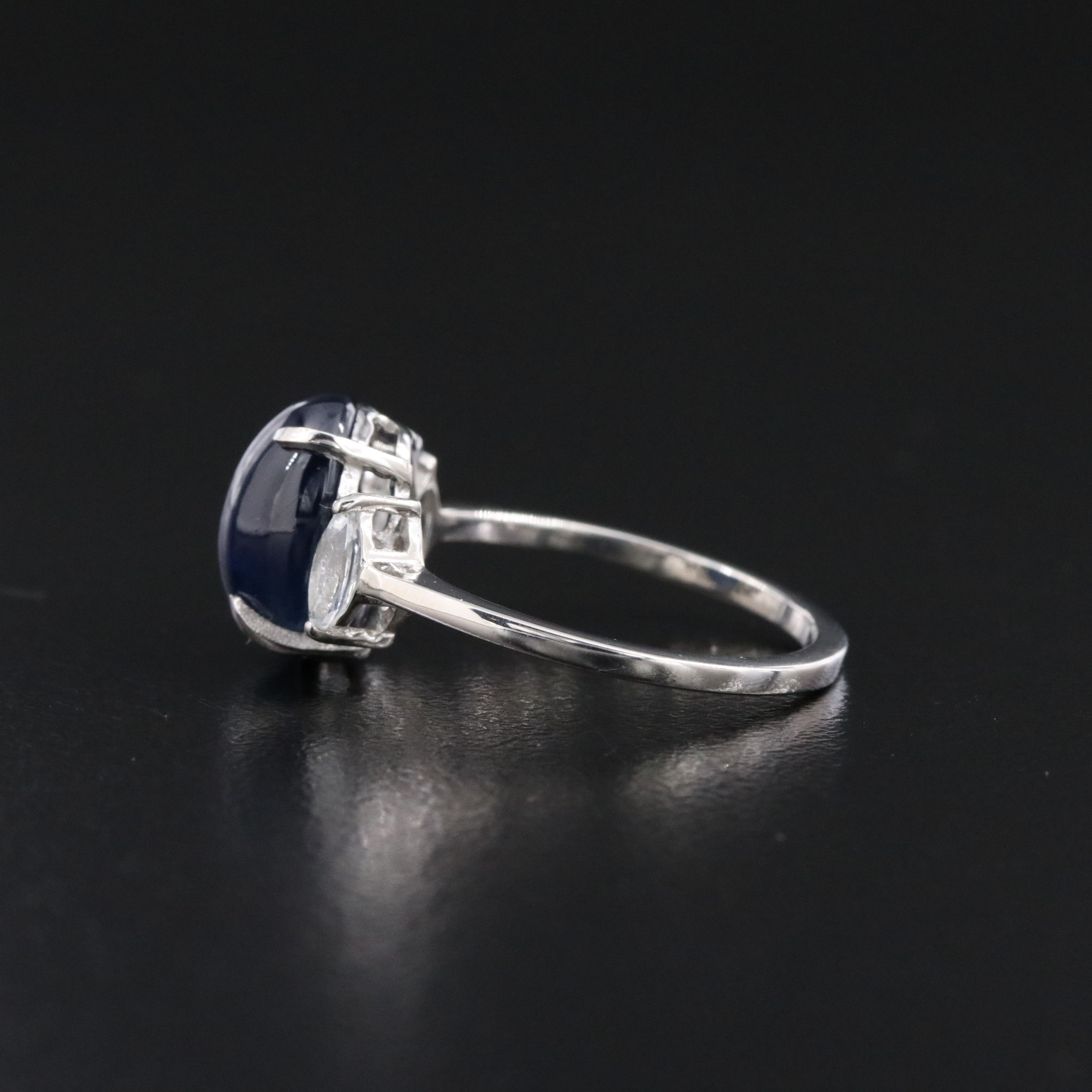 Platinum 5.24 CT Sapphire and White Sapphire Ring