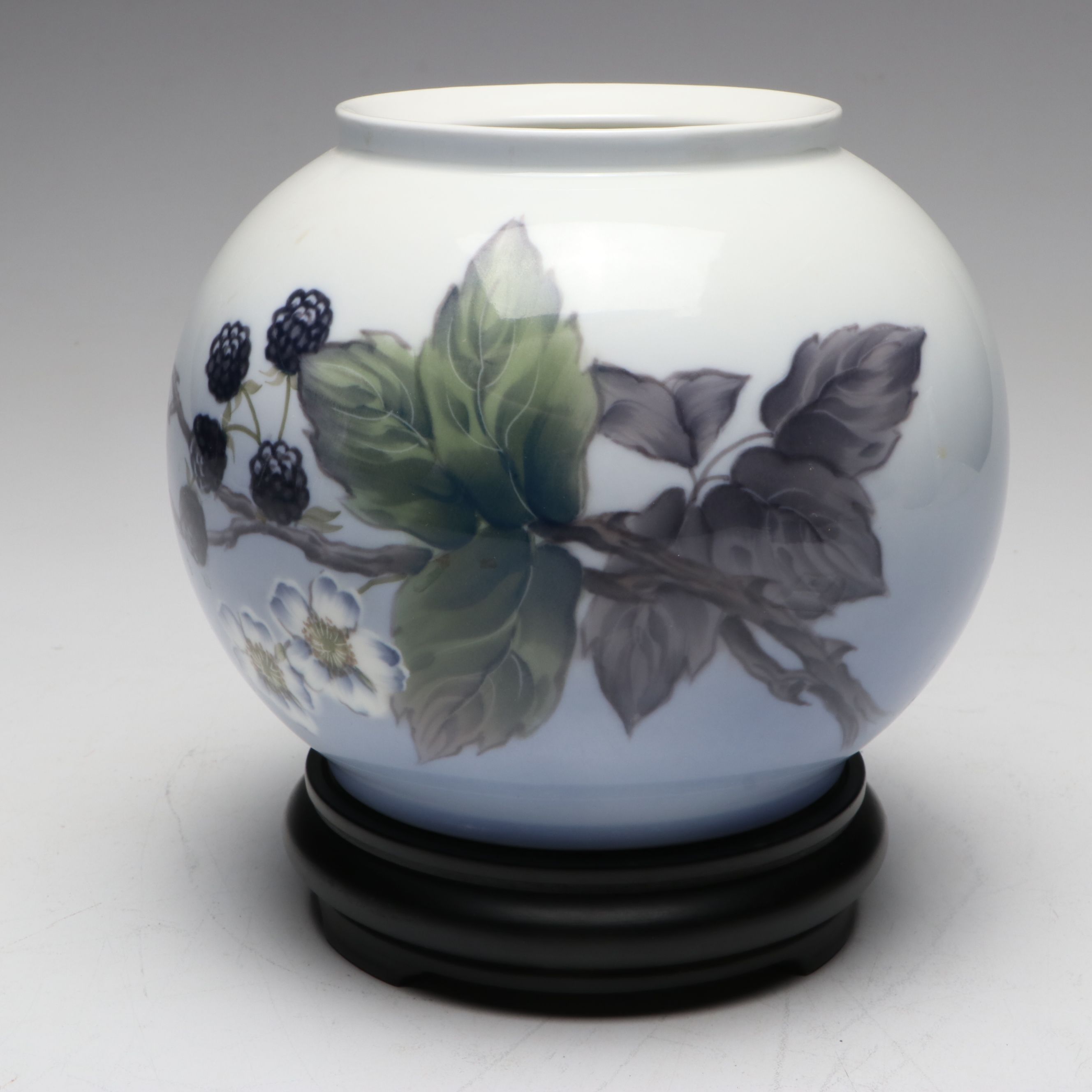 Royal Copenhagen Blackberry Porcelain Vase and Sailboat Dish