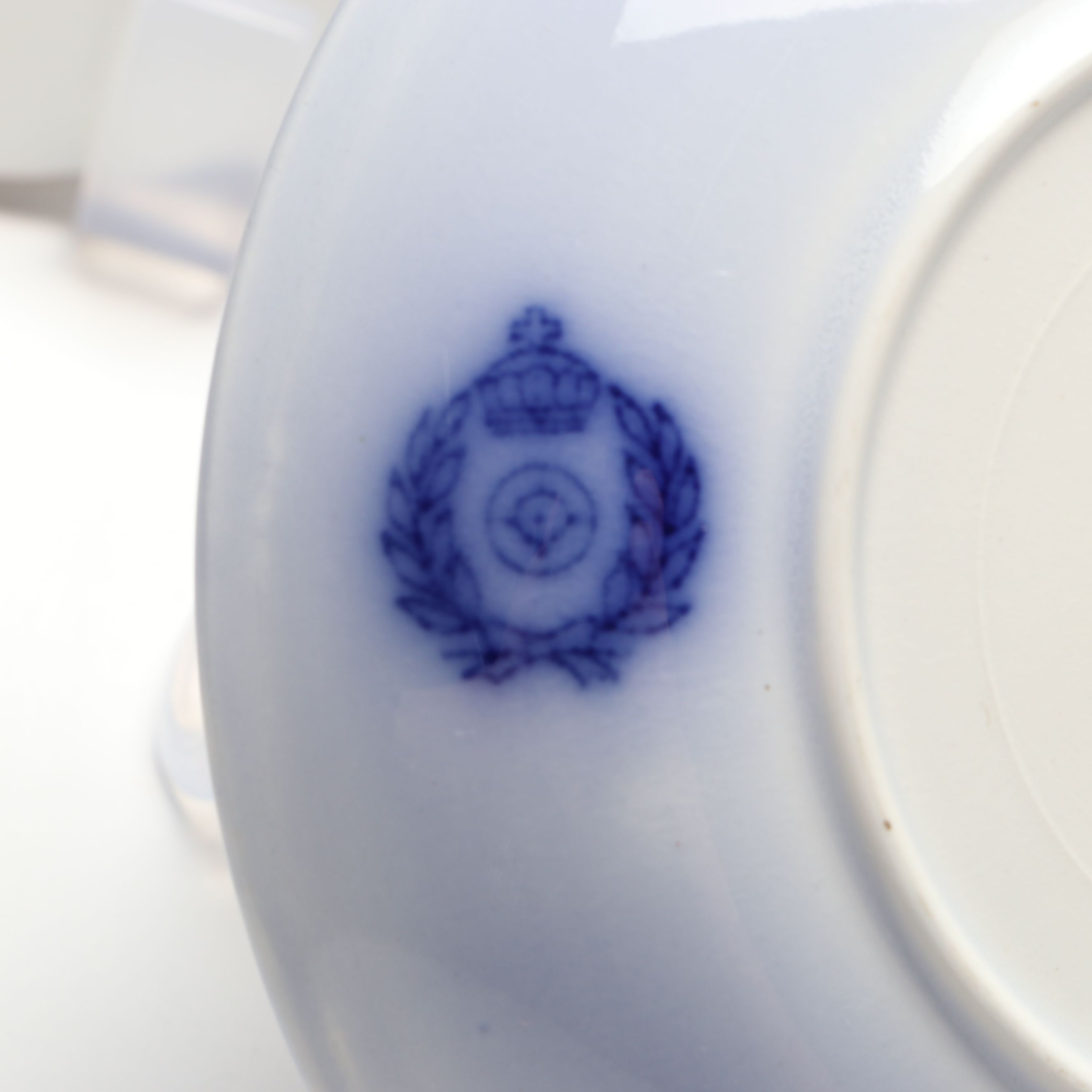 Italian Hand-Painted Glass Jar with Porcelain Cups and Saucers