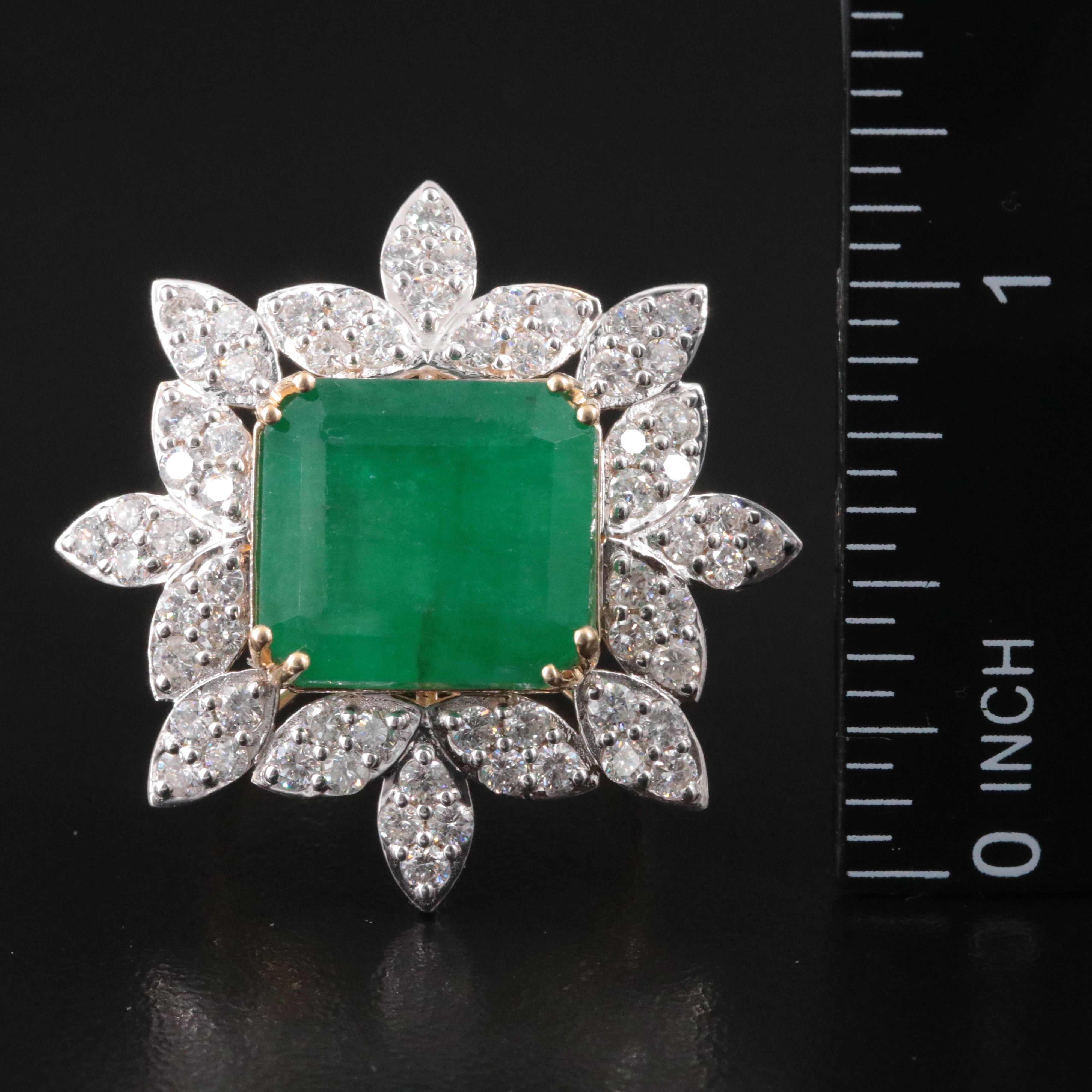 14K 11.73 CT Emerald and 1.90 CTW Diamond Ring