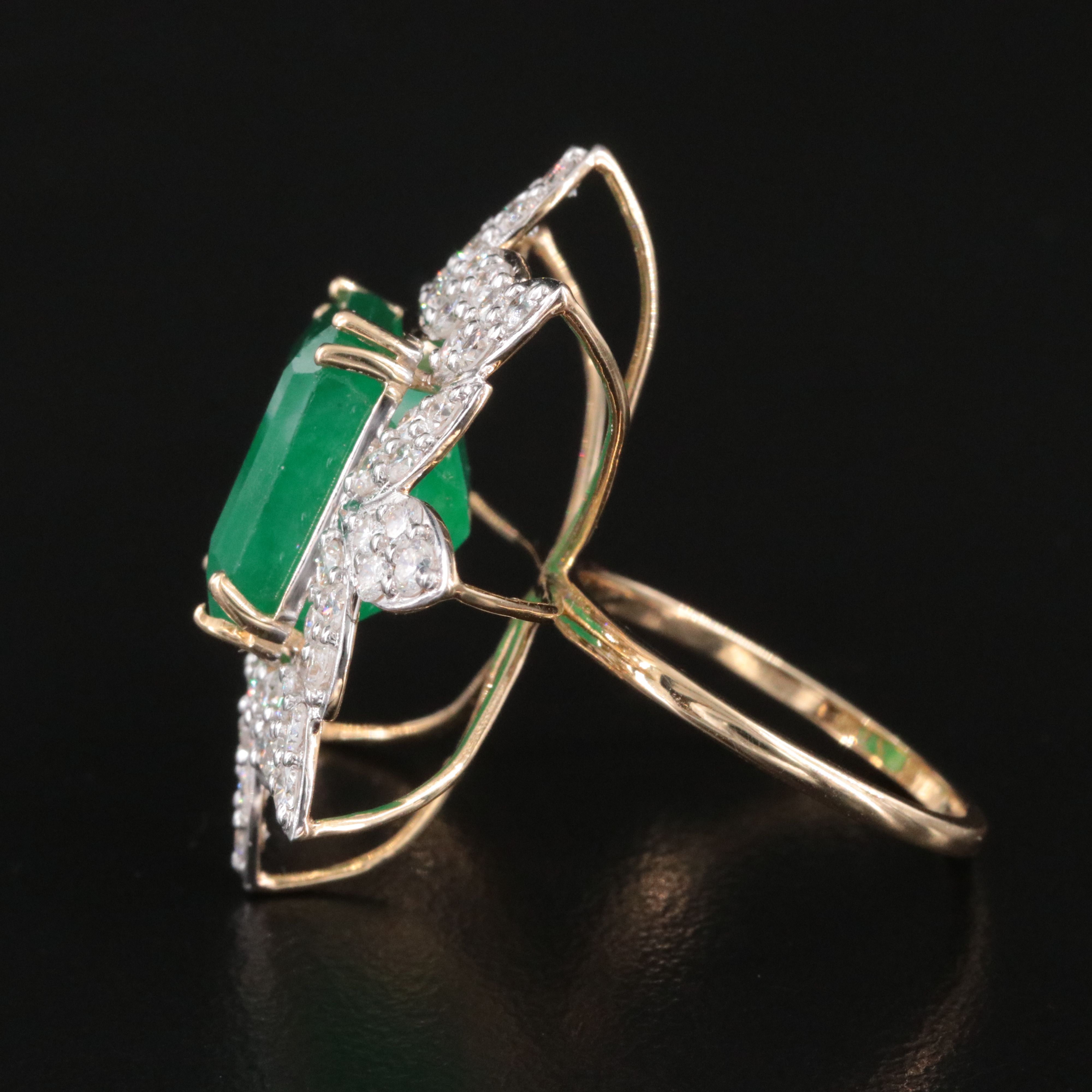 14K 11.73 CT Emerald and 1.90 CTW Diamond Ring