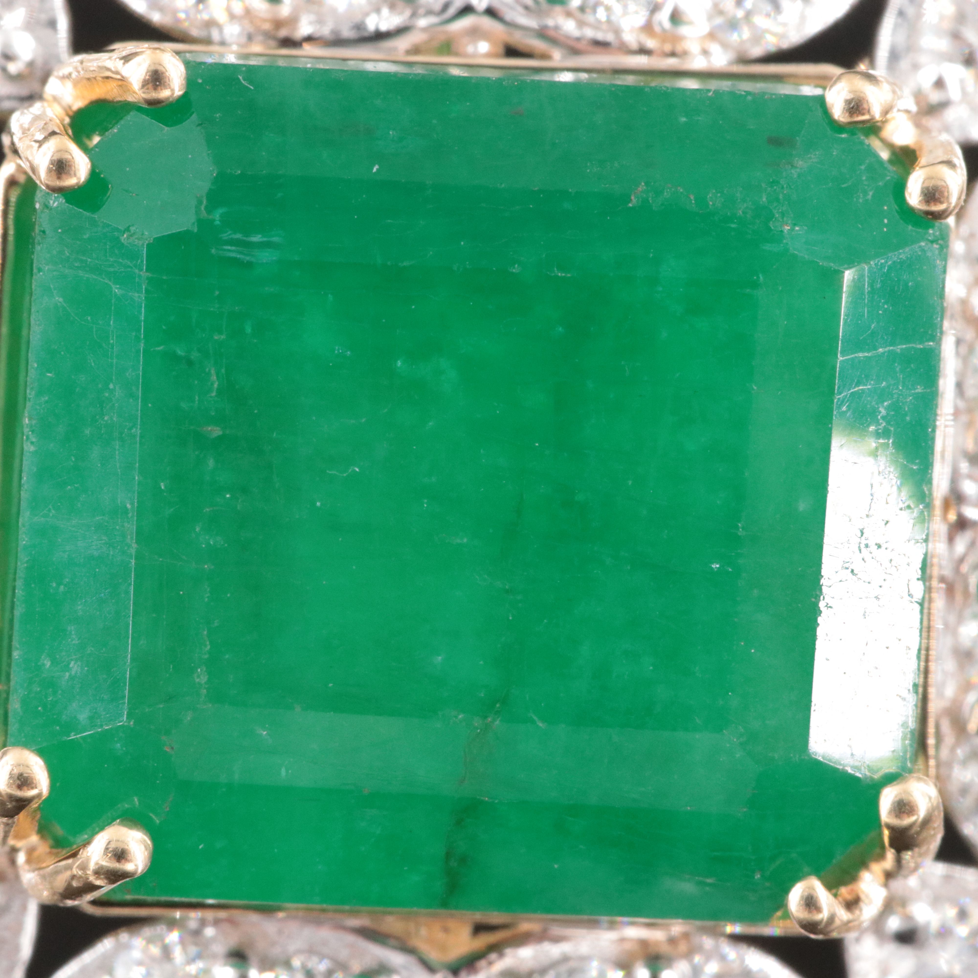 14K 11.73 CT Emerald and 1.90 CTW Diamond Ring