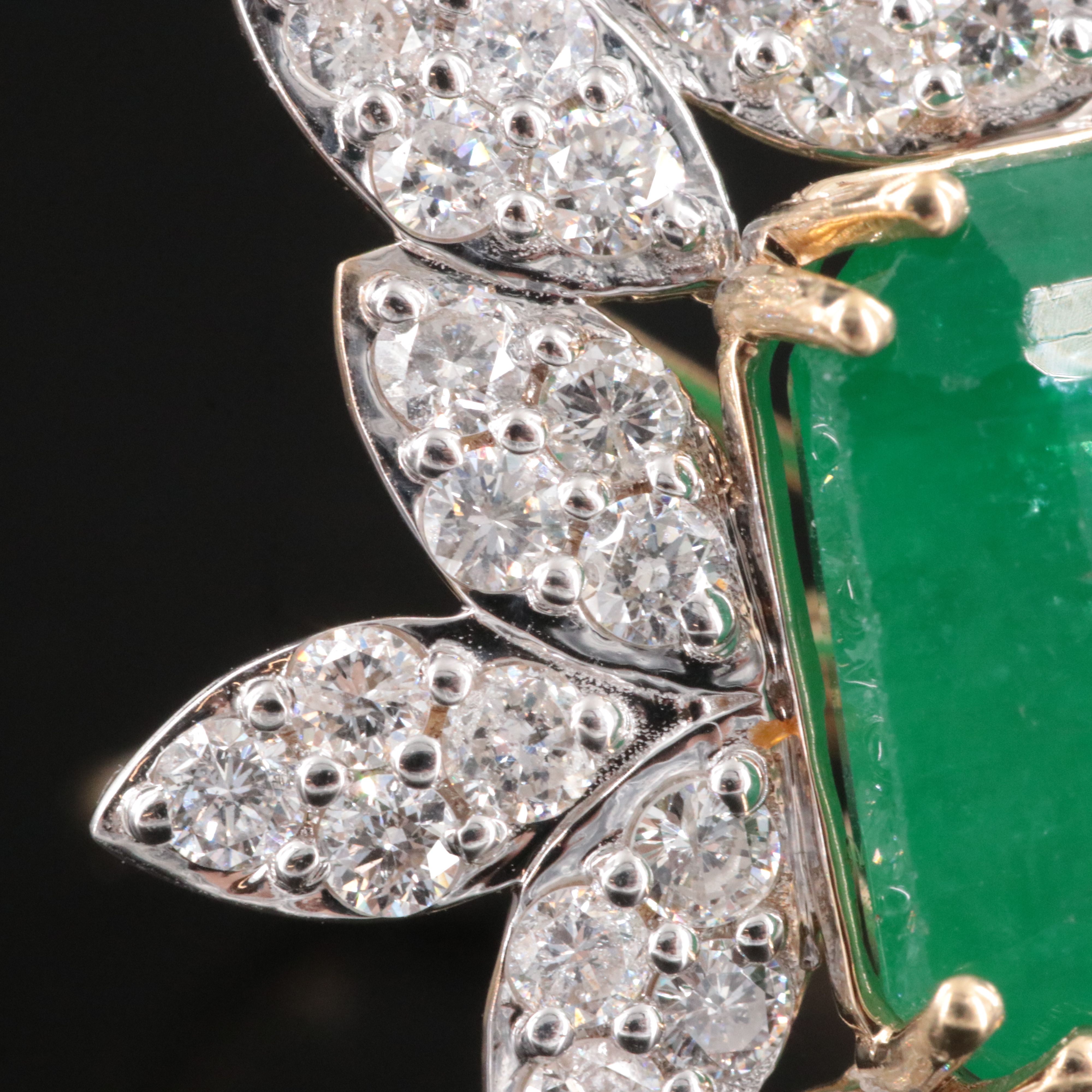 14K 11.73 CT Emerald and 1.90 CTW Diamond Ring