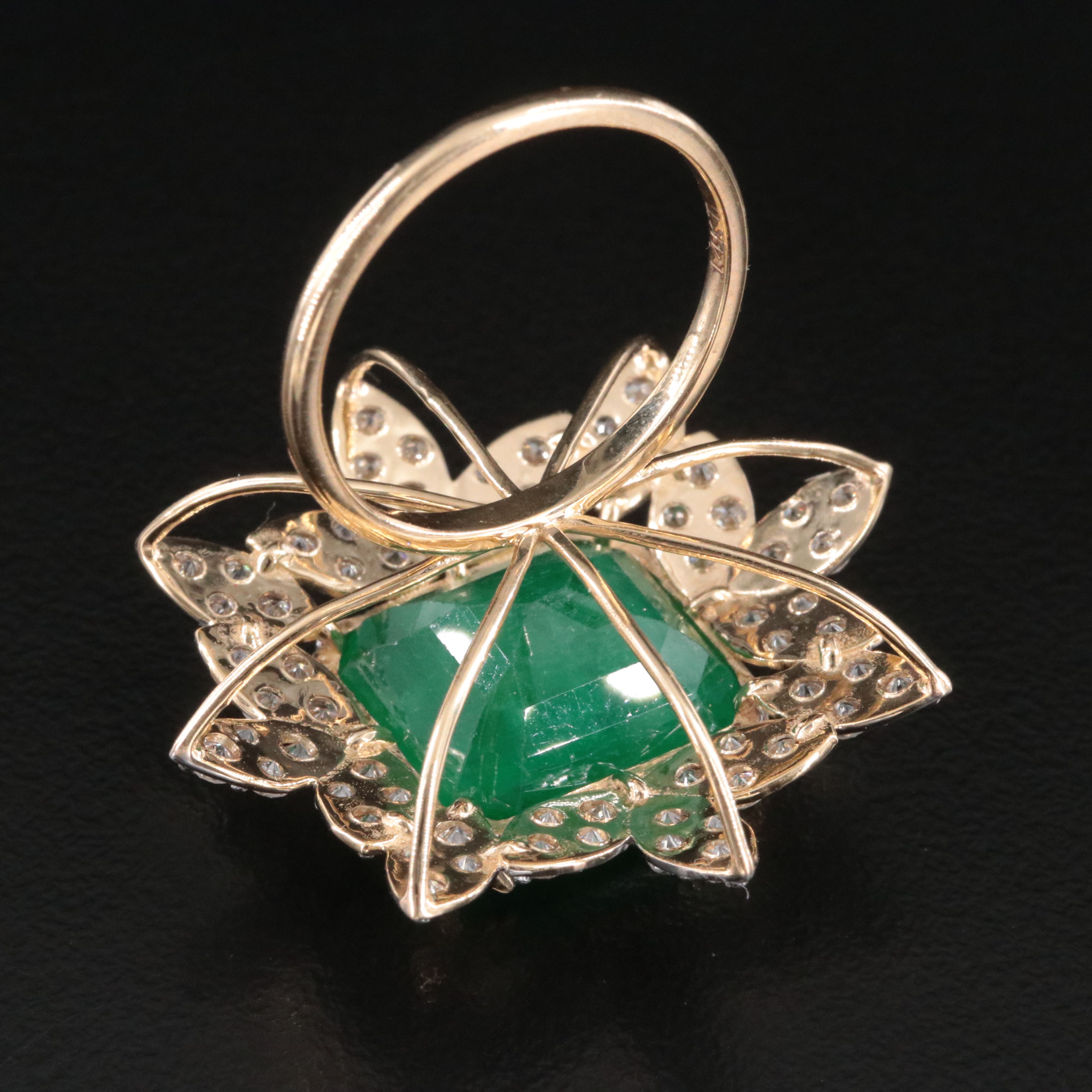 14K 11.73 CT Emerald and 1.90 CTW Diamond Ring