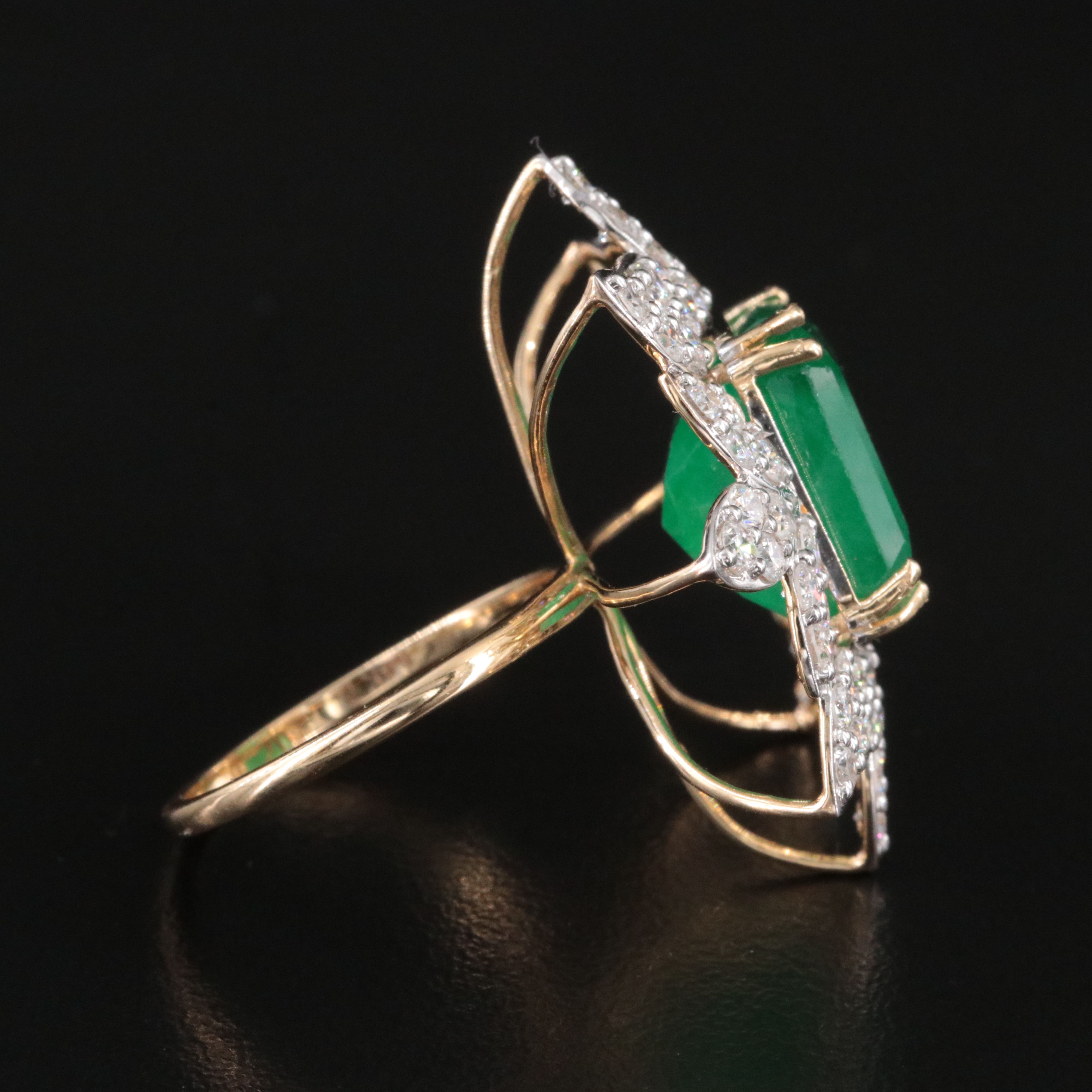 14K 11.73 CT Emerald and 1.90 CTW Diamond Ring