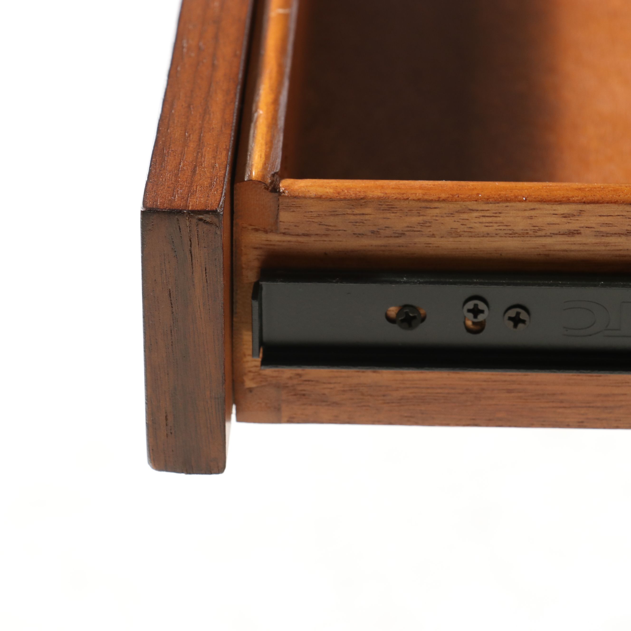 Modern Regency Style Mahogany Single-Drawer Side Table with Brass Sabots