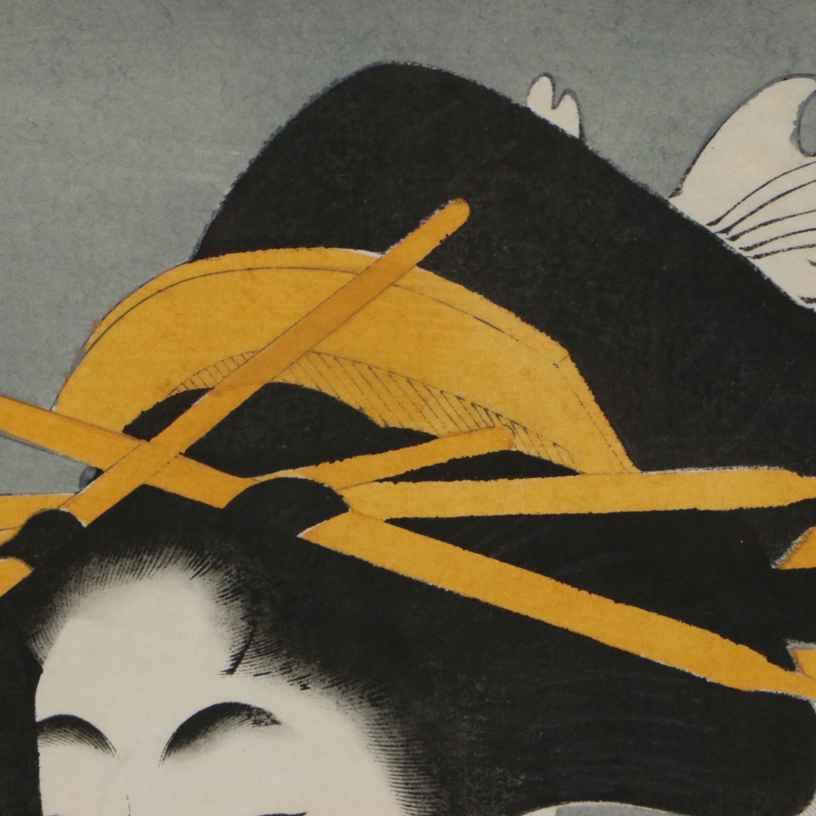 After Kitagawa Utamaro Ukiyo-e Woodblock Portrait of Woman