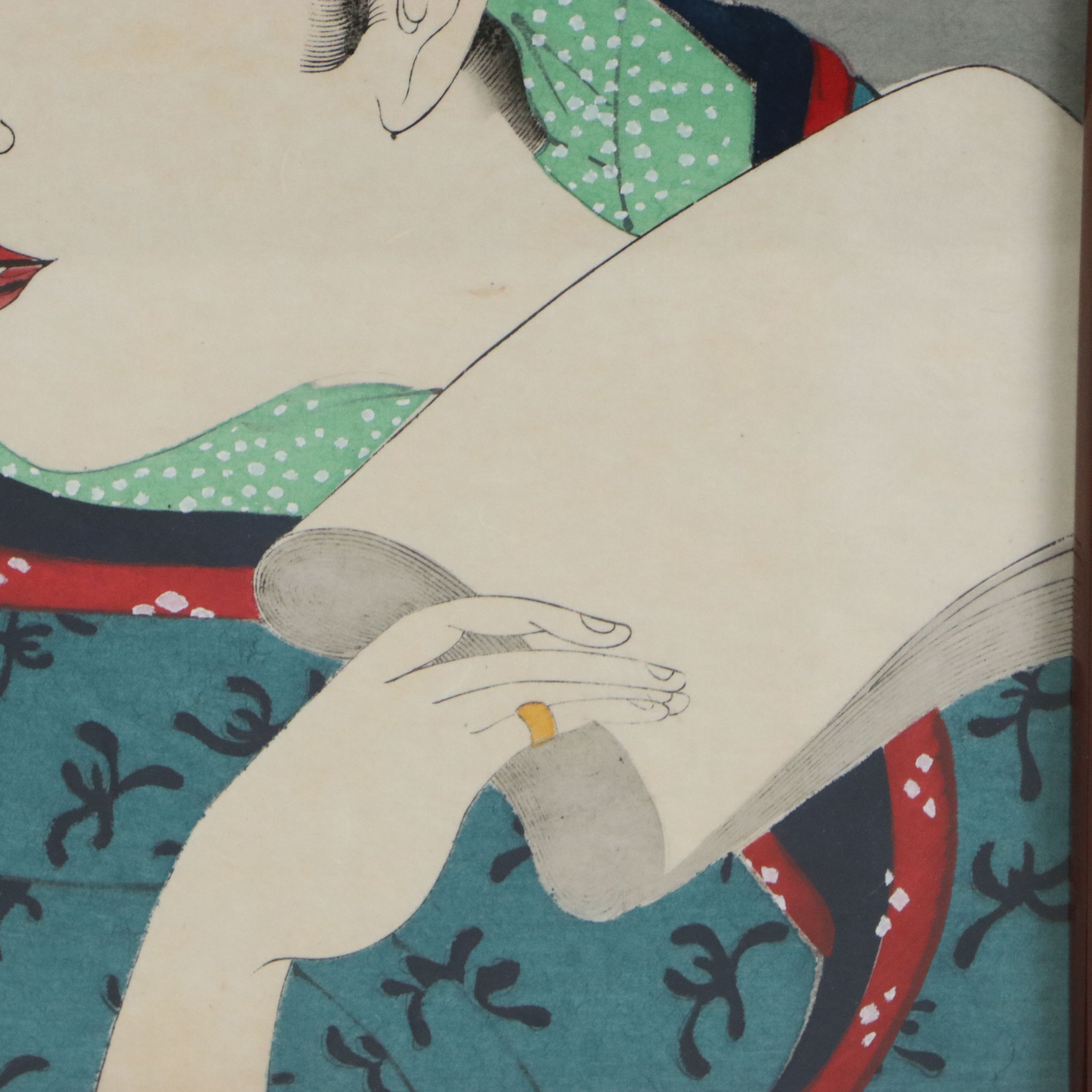 After Kitagawa Utamaro Ukiyo-e Woodblock Portrait of Woman