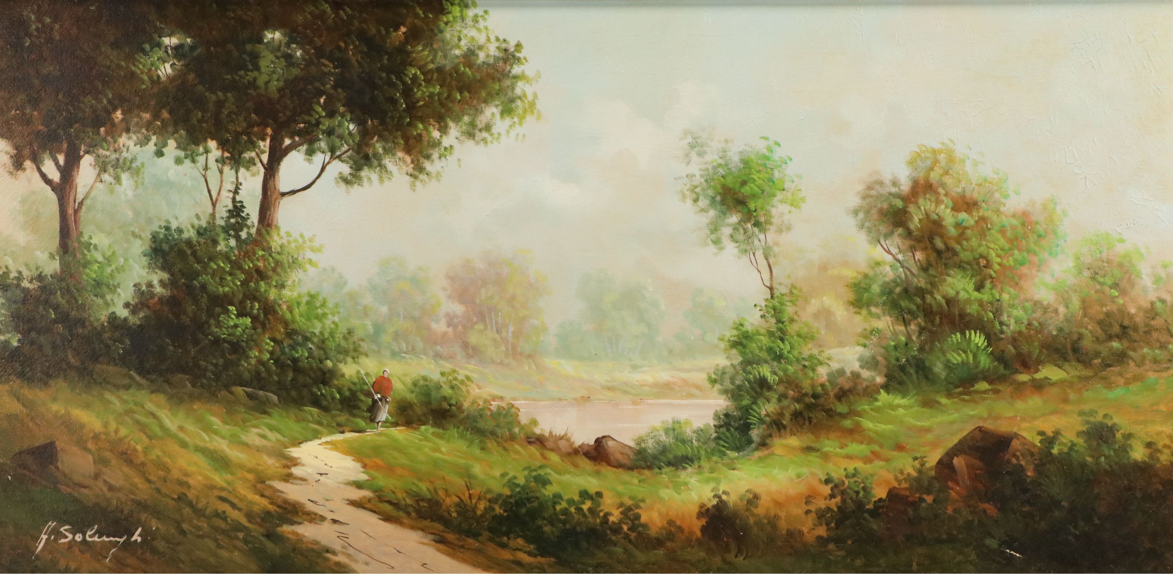 In the Manner of Giuseppe Solenghi Oil Landscape, Early to Mid-20th C.