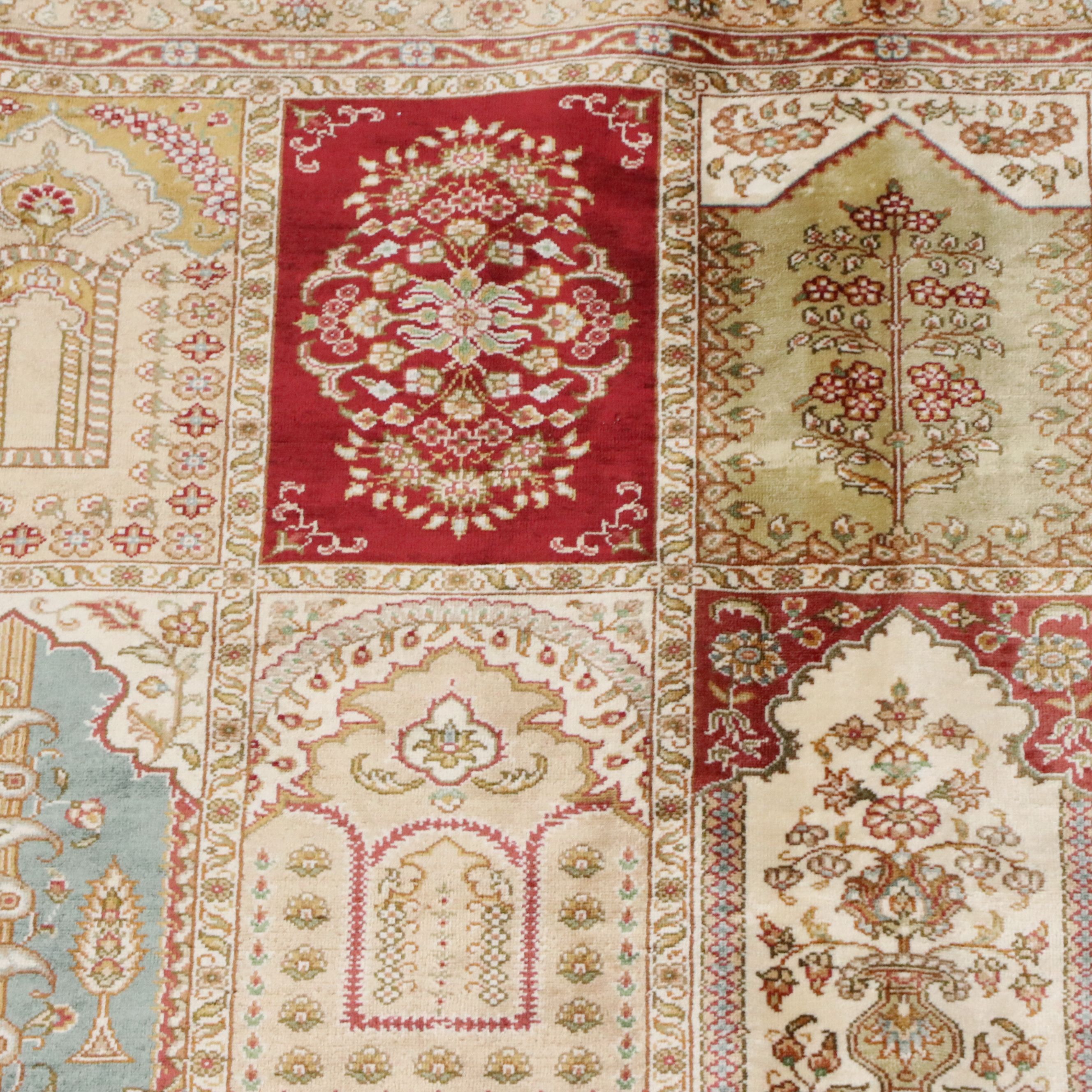 5'7 x 8'9 Hand-Knotted Indo-Kashmir Style "Four Seasons" Silk Area Rug