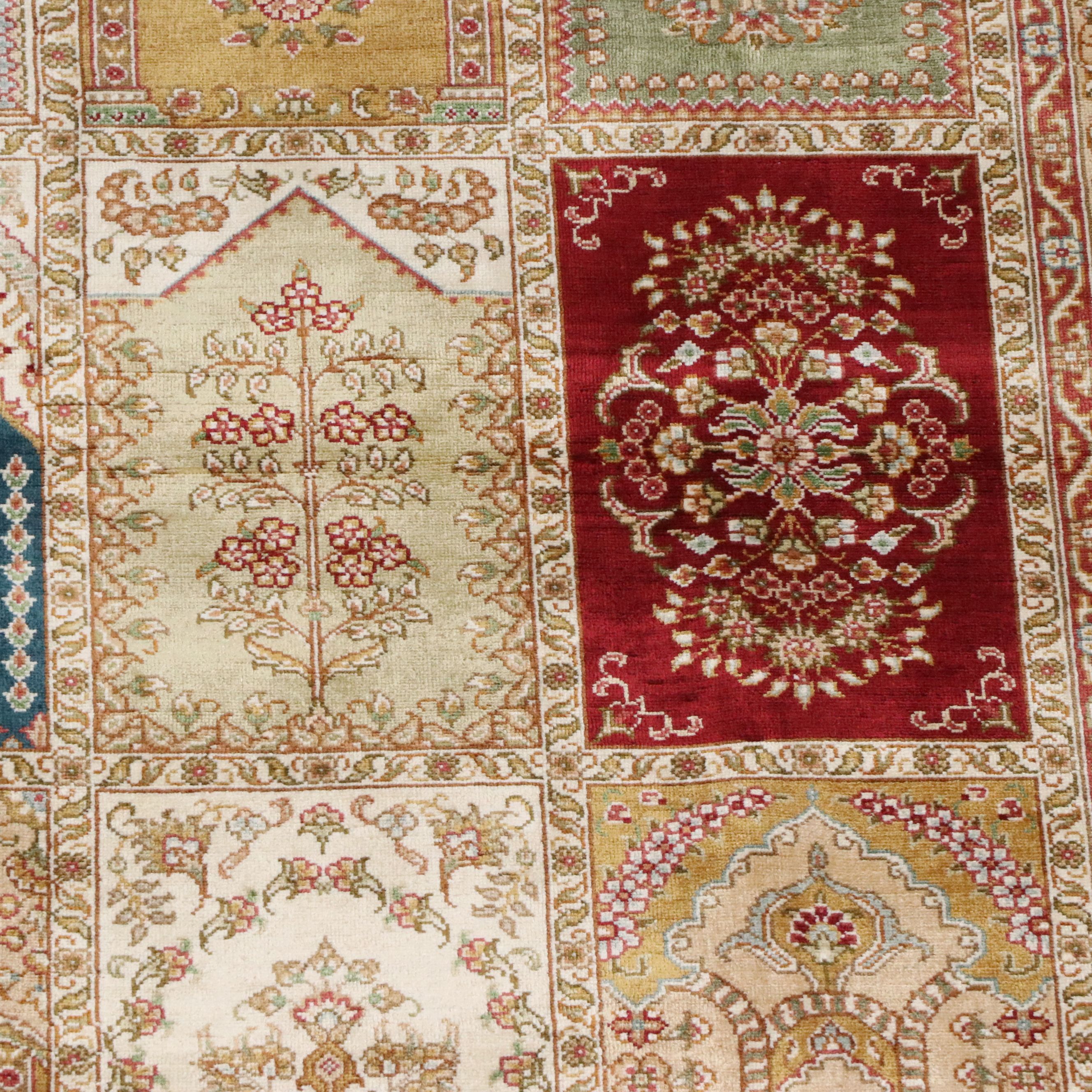 5'7 x 8'9 Hand-Knotted Indo-Kashmir Style "Four Seasons" Silk Area Rug