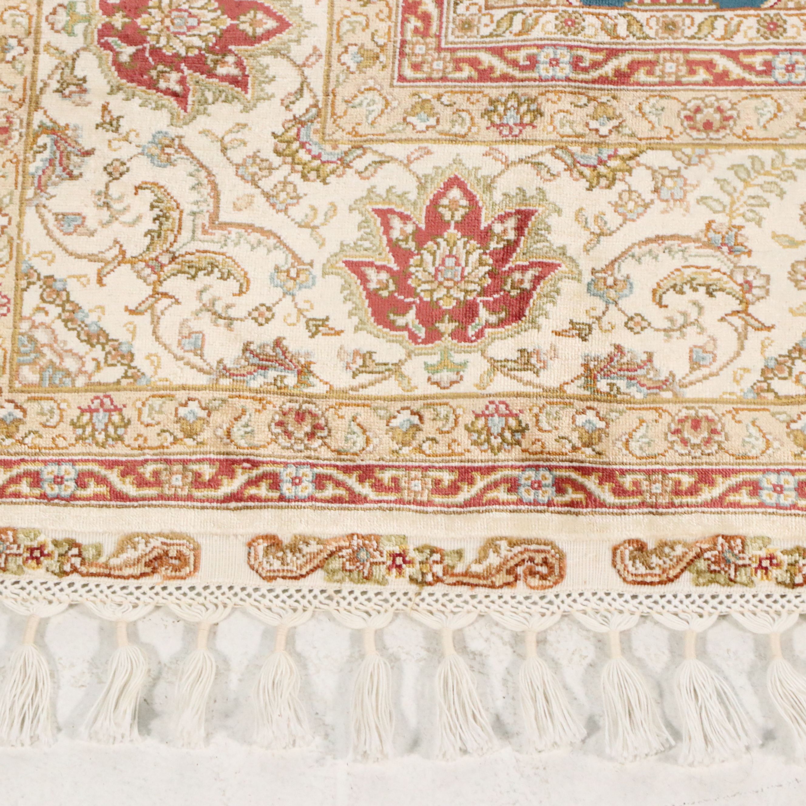 5'7 x 8'9 Hand-Knotted Indo-Kashmir Style "Four Seasons" Silk Area Rug