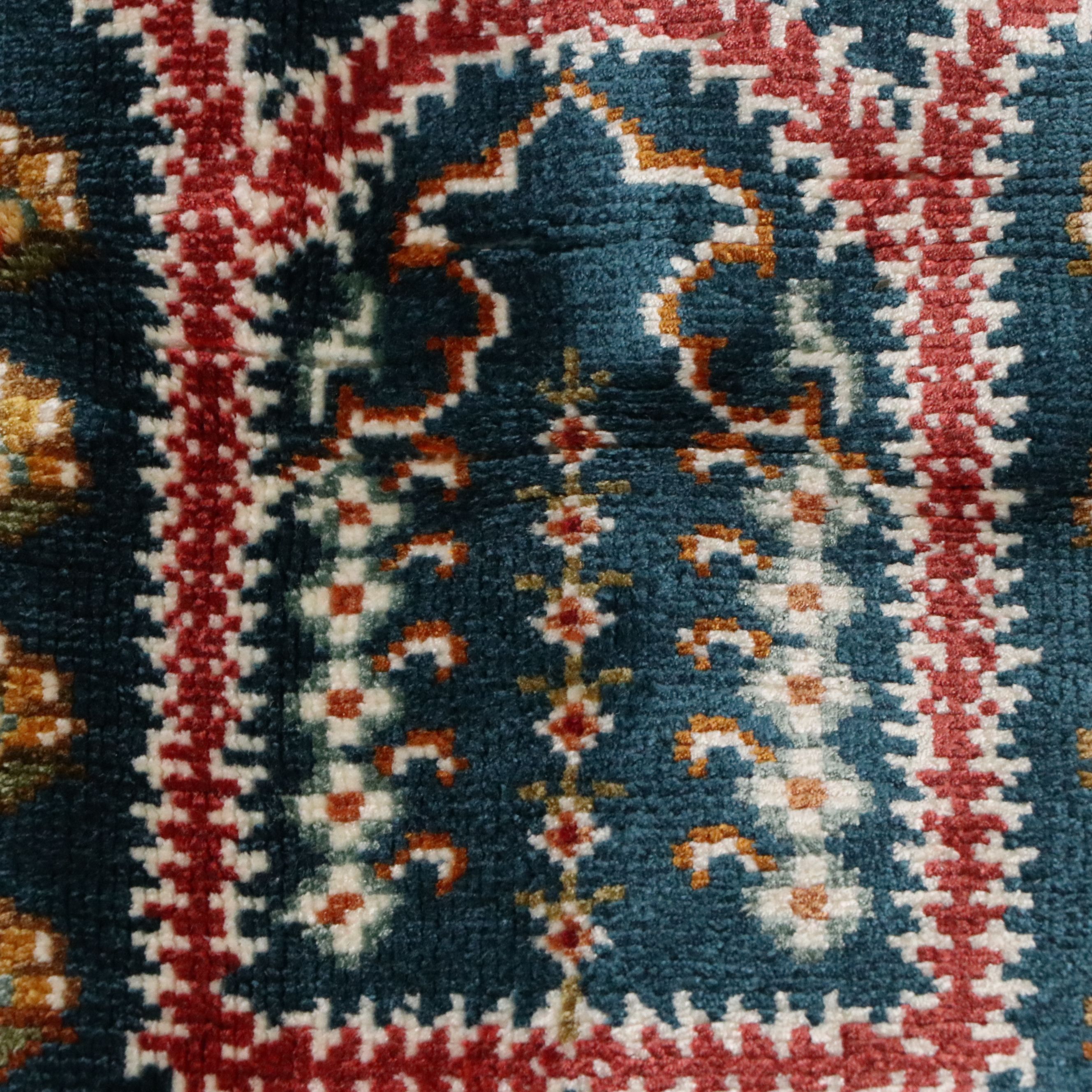 5'7 x 8'9 Hand-Knotted Indo-Kashmir Style "Four Seasons" Silk Area Rug