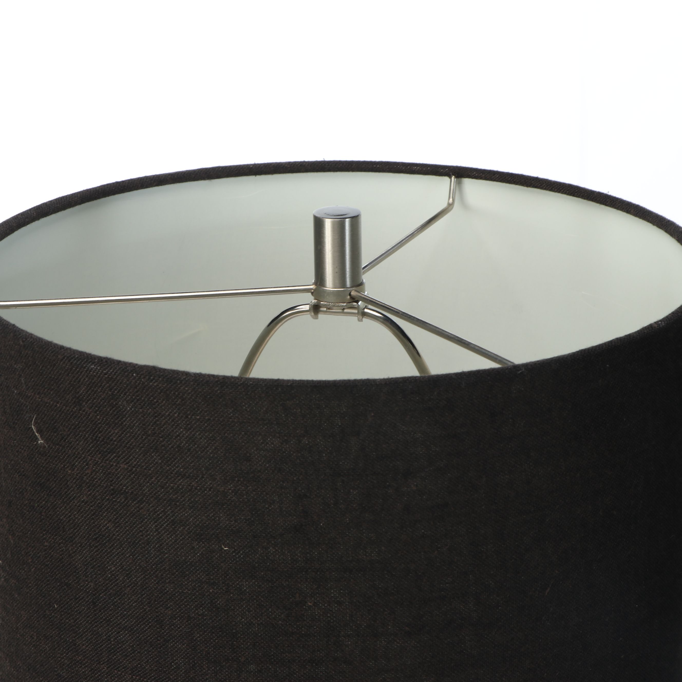 White Geometric Ceramic Table Lamps with Black Cotton Shades