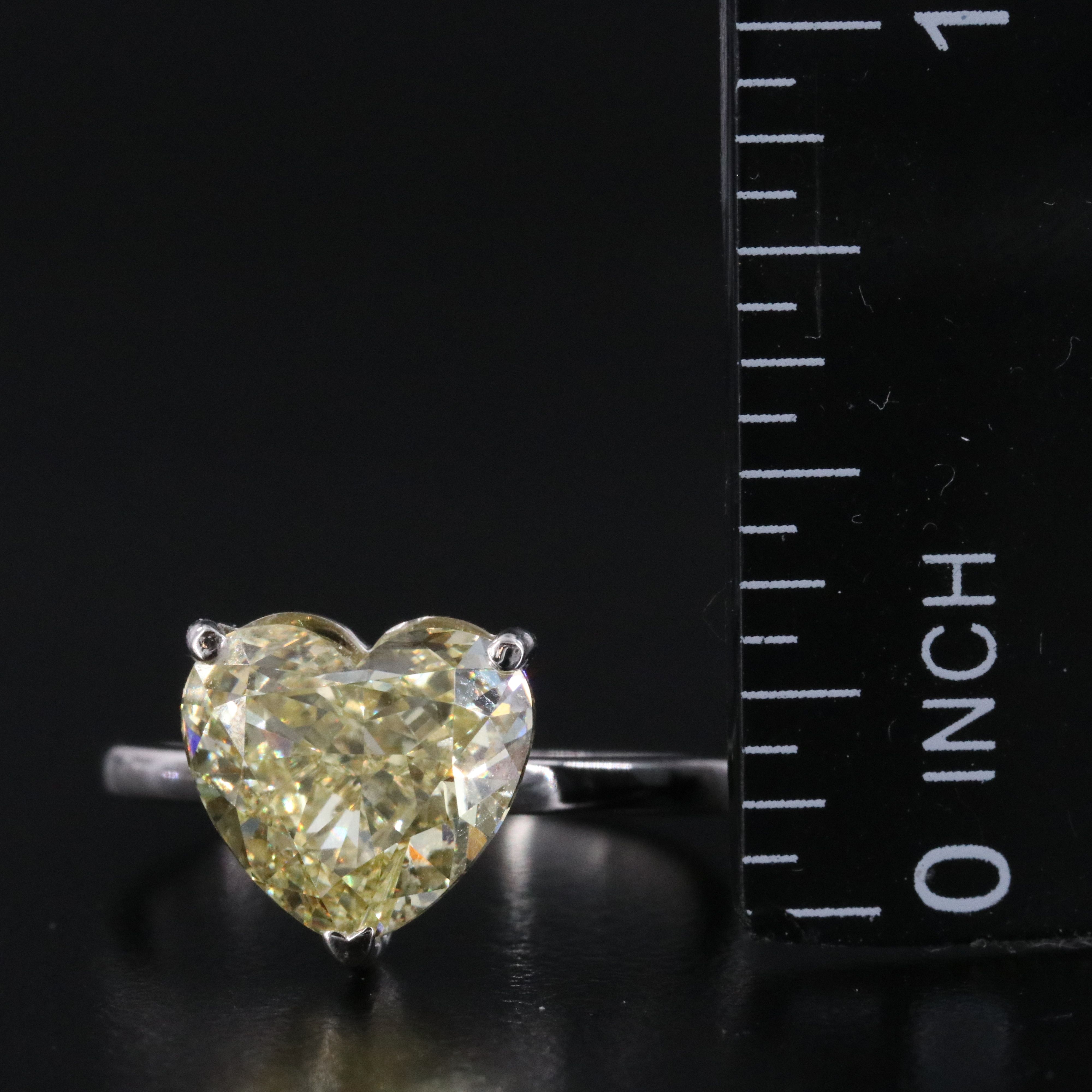Platinum 4.03 CT Lab Grown Fancy Yellow Diamond Ring with IGI Report