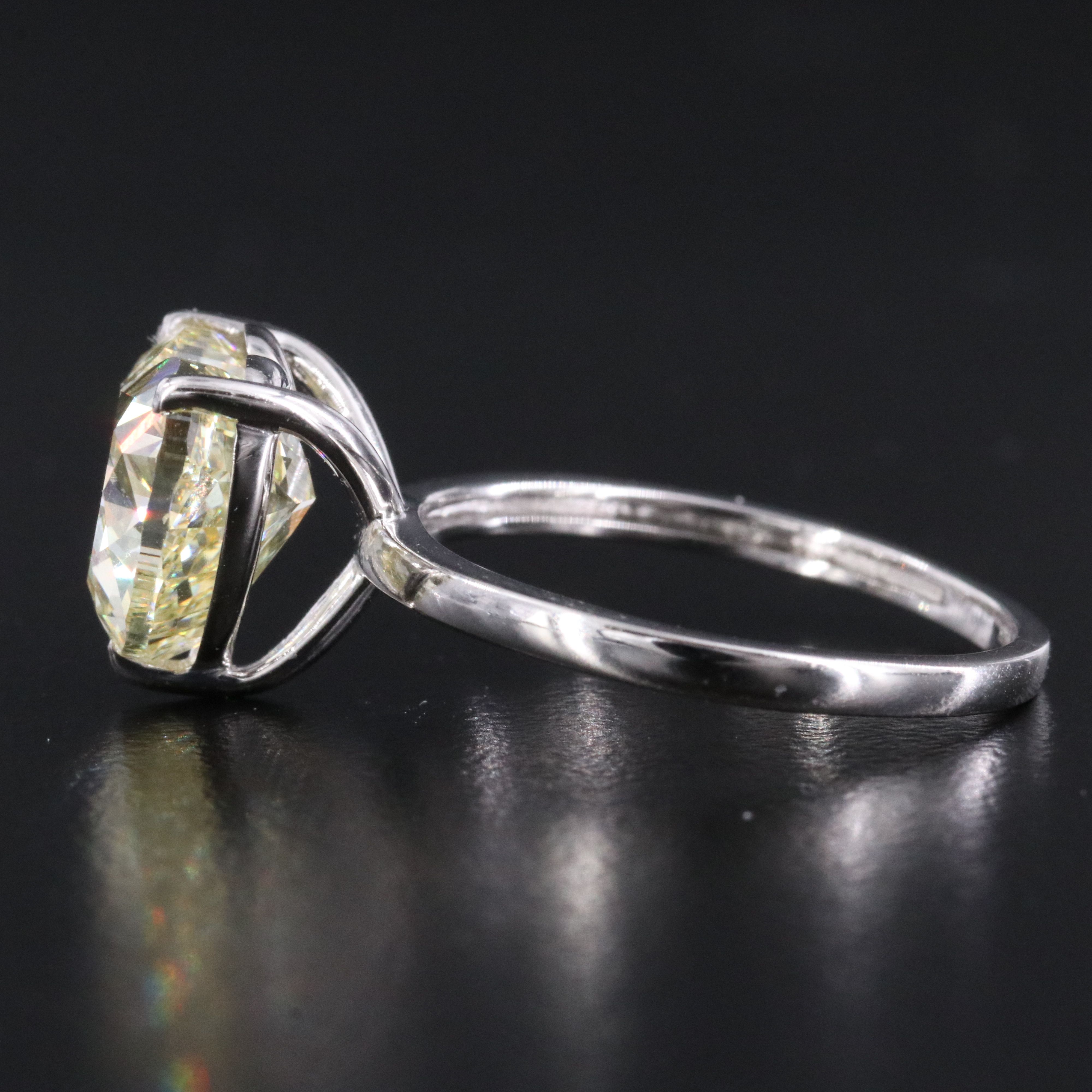 Platinum 4.03 CT Lab Grown Fancy Yellow Diamond Ring with IGI Report