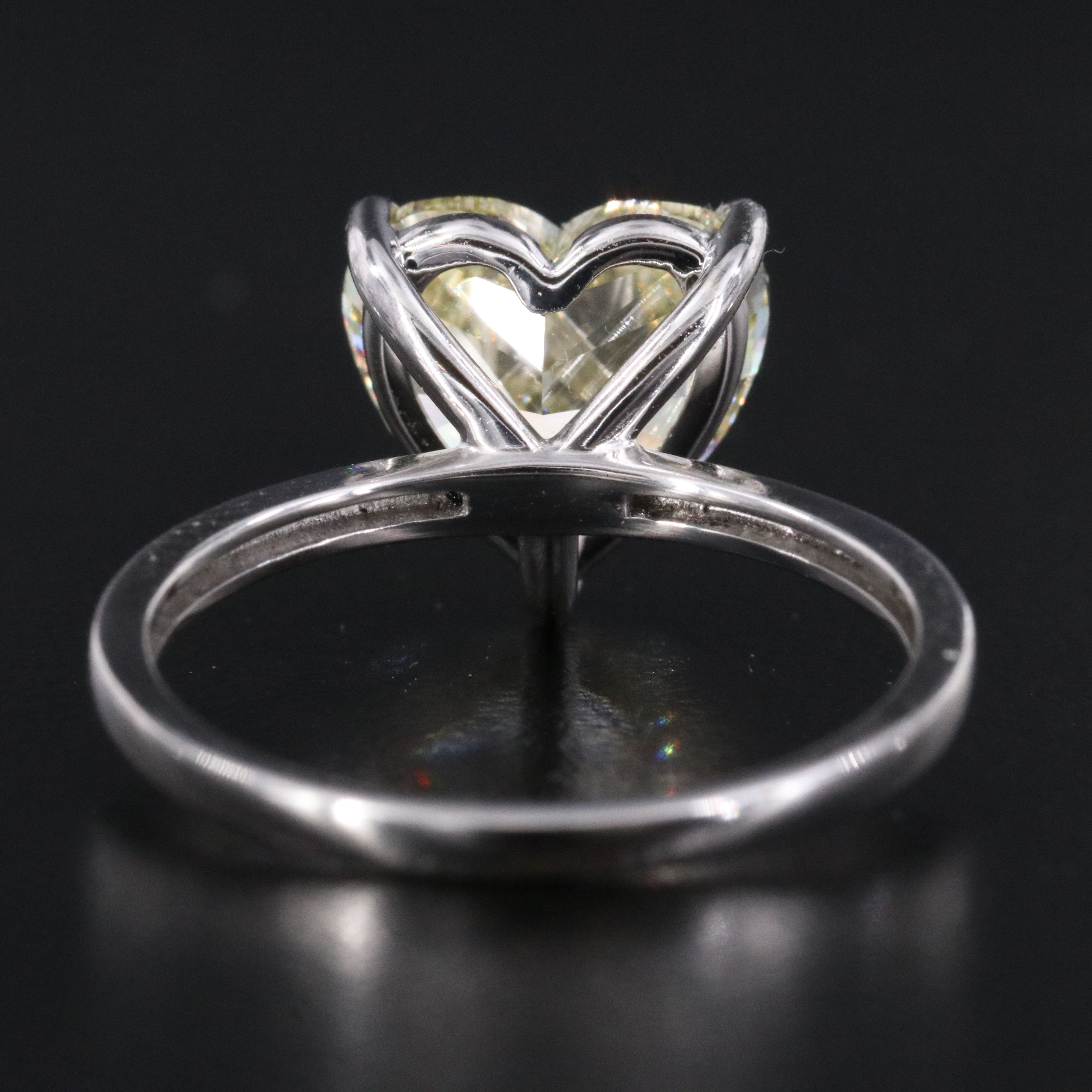 Platinum 4.03 CT Lab Grown Fancy Yellow Diamond Ring with IGI Report