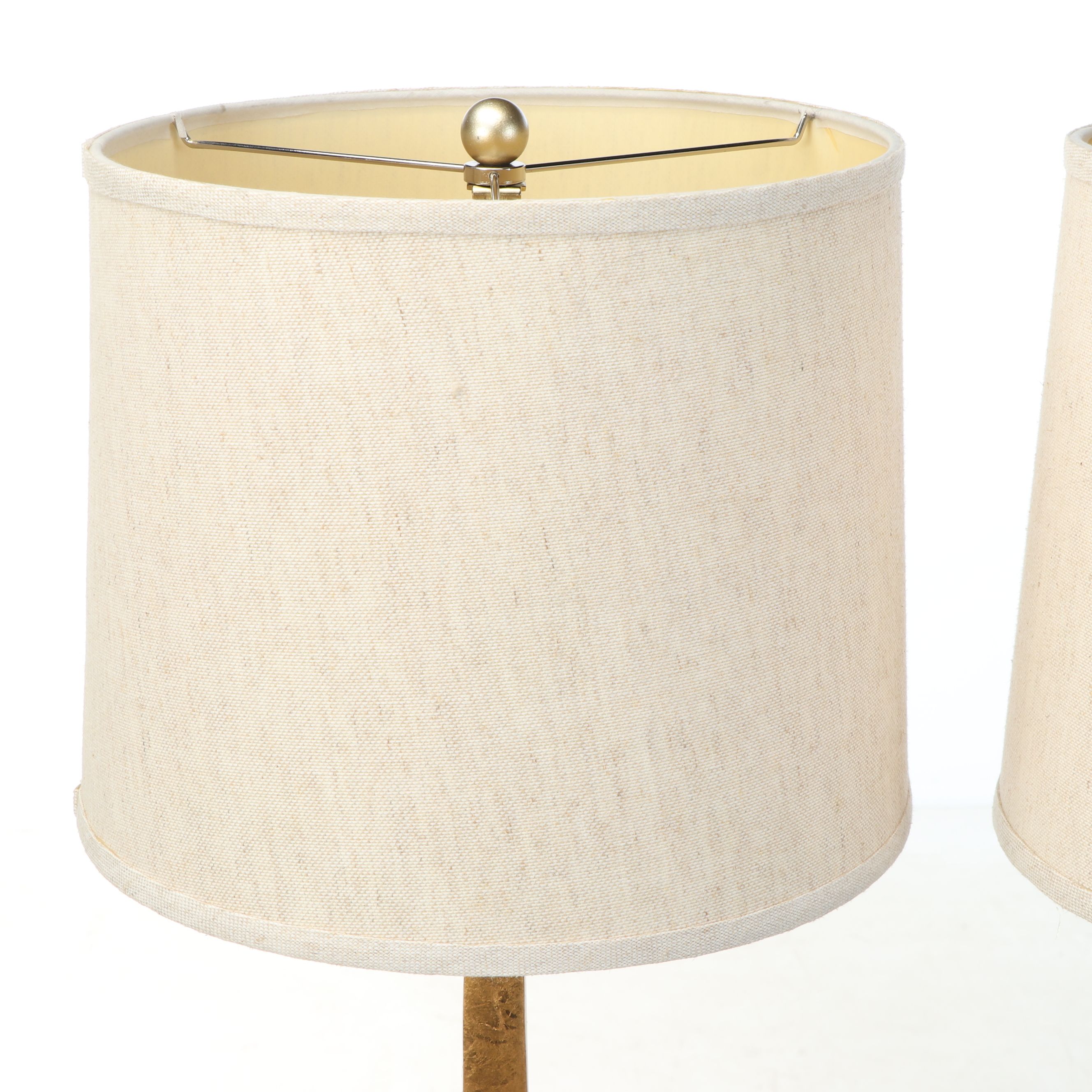 Safavieh Andino Gilt Wood Table Lamps with Slubbed Cotton Drum Shades