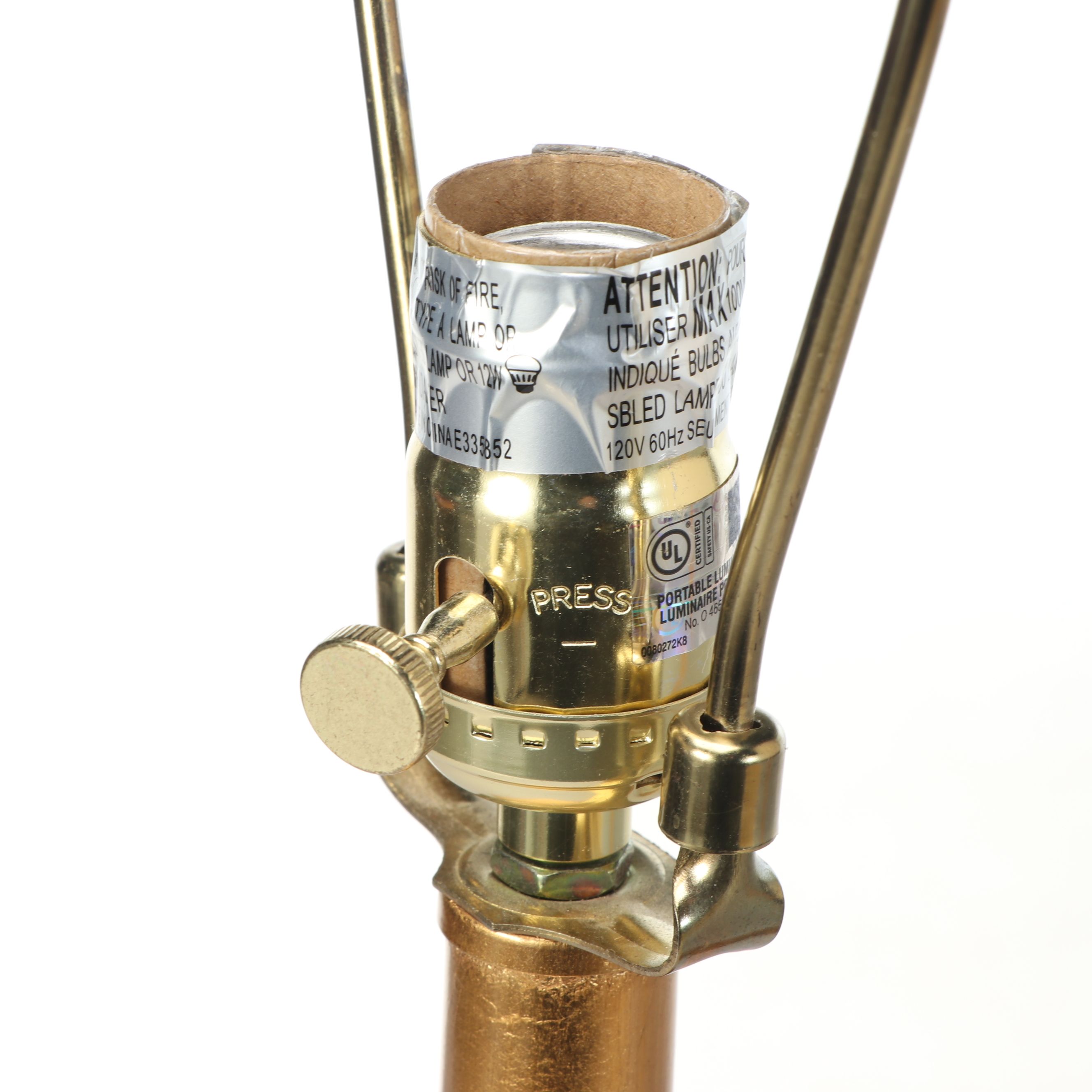 Safavieh Andino Gilt Wood Table Lamps with Slubbed Cotton Drum Shades