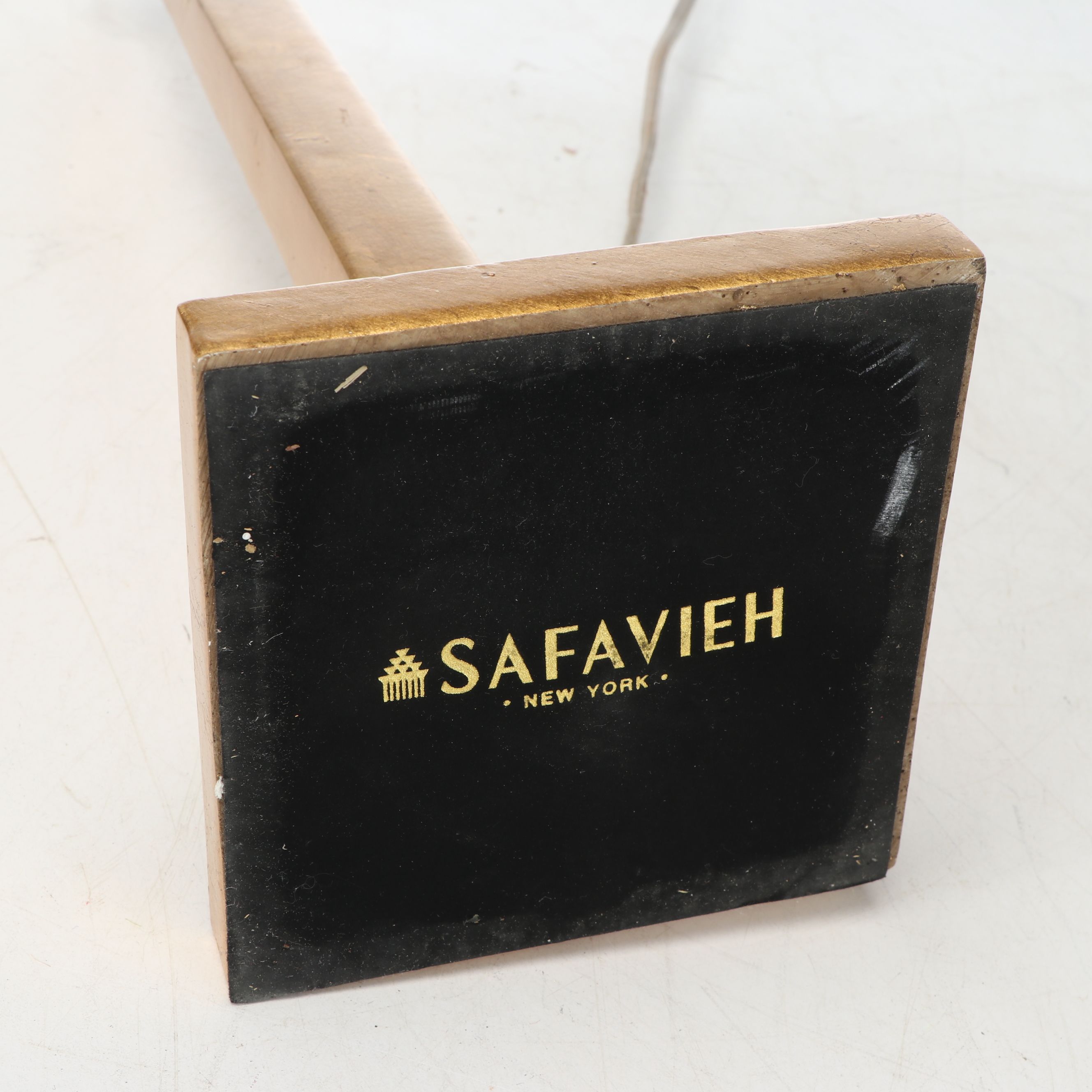 Safavieh Andino Gilt Wood Table Lamps with Slubbed Cotton Drum Shades