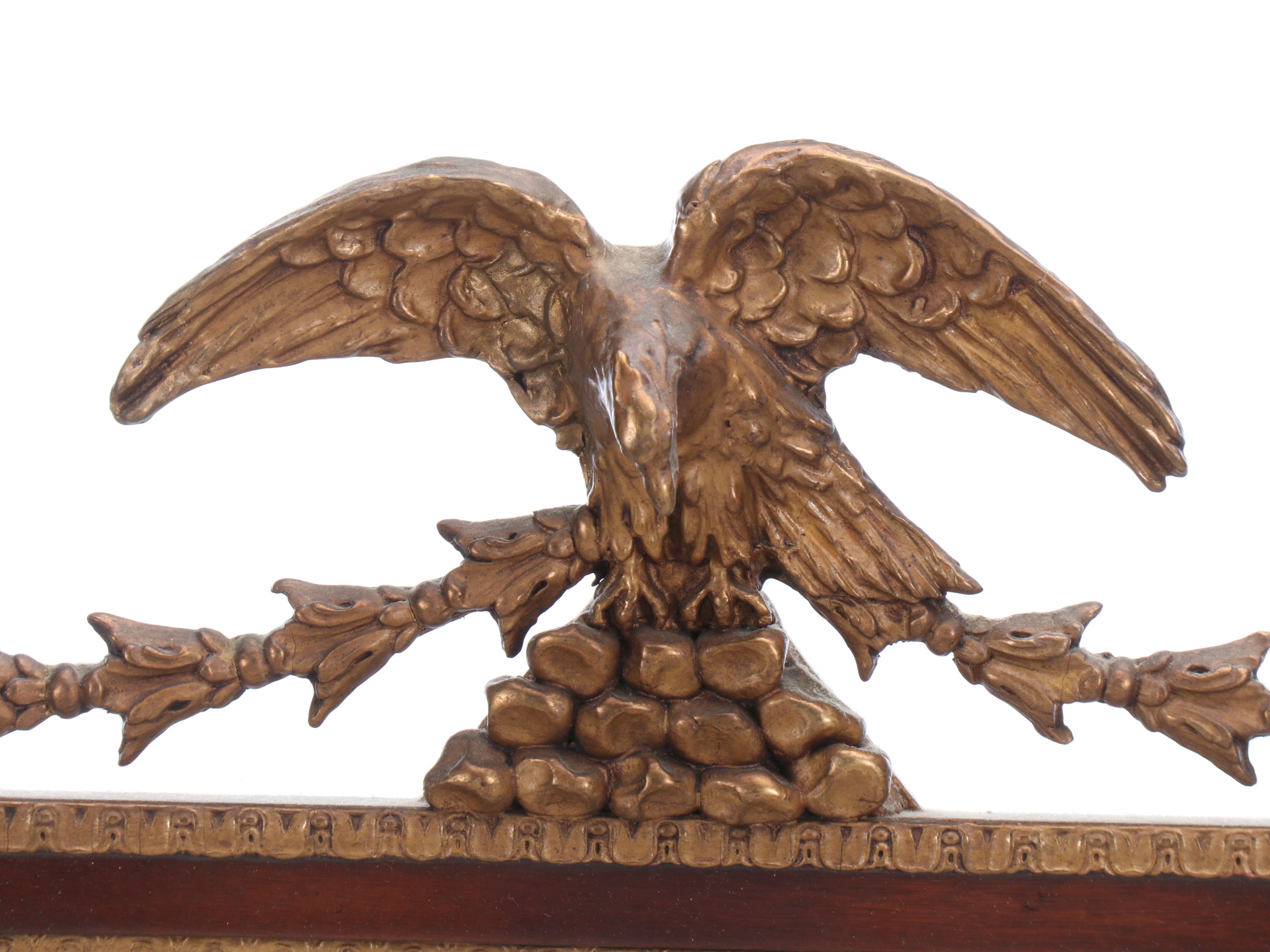 Federal Style Bronze Finish Eagle Finial Wall Mirror
