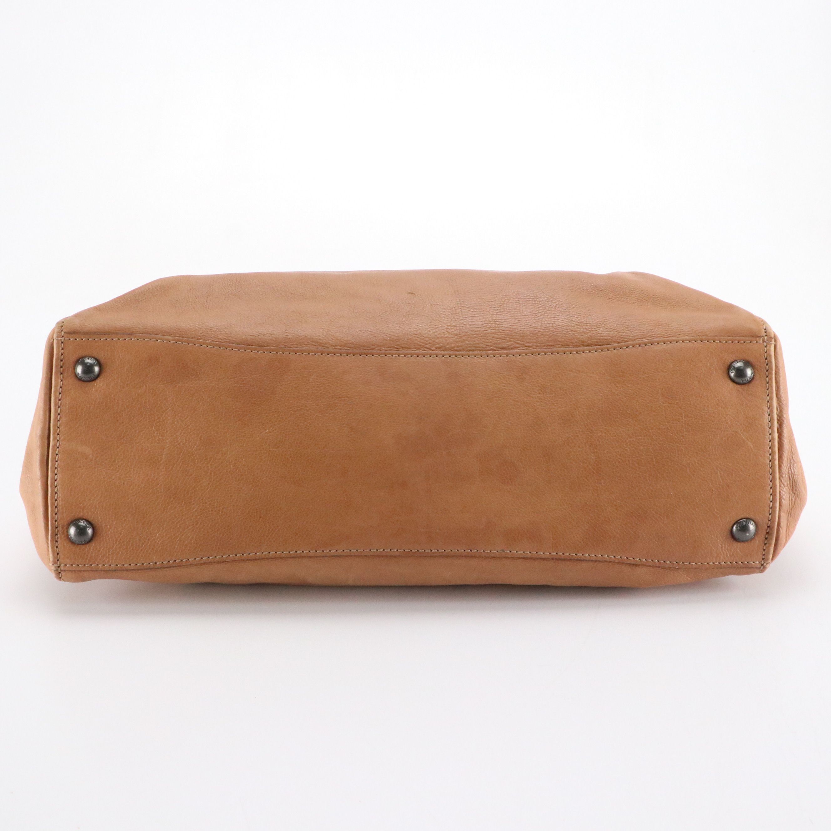 Prada Top Handle Two-Way Zip Tote Bag in Brown Calfskin Leather