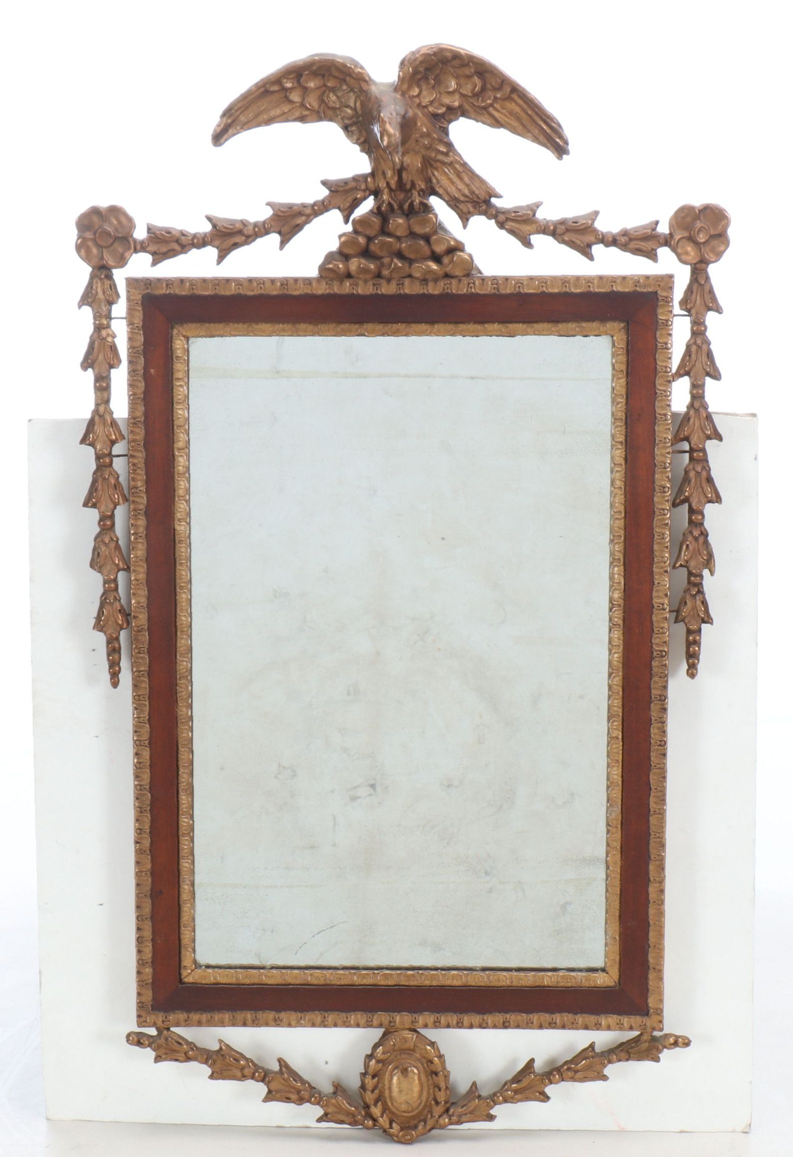 Federal Style Bronze Finish Eagle Finial Wall Mirror