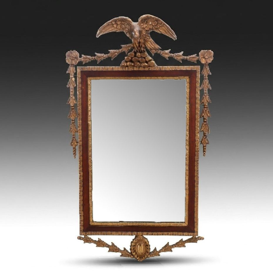 Federal Style Bronze Finish Eagle Finial Wall Mirror