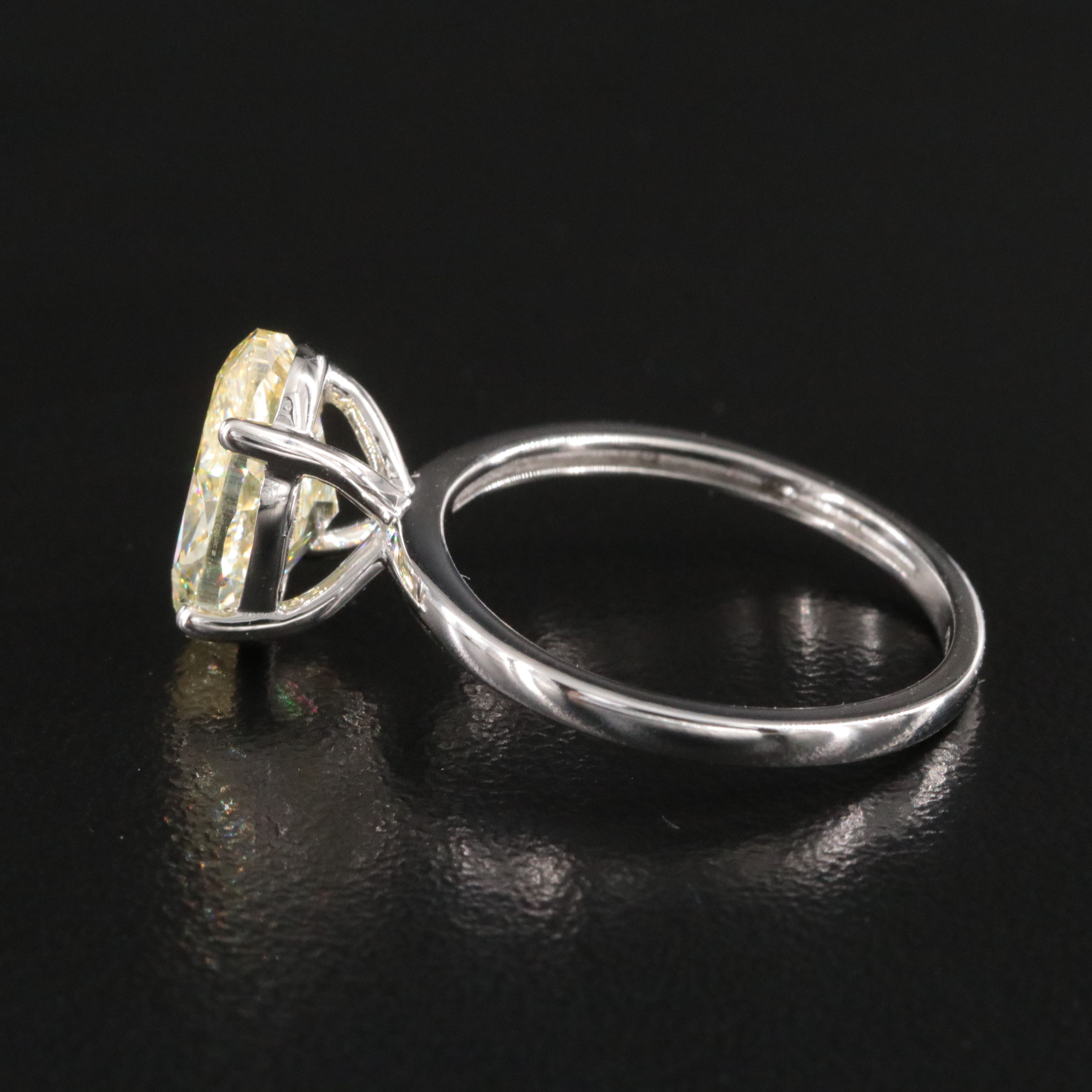 Platinum 3.01 CT Lab Grown Fancy Intense Yellow Diamond Ring with IGI Report
