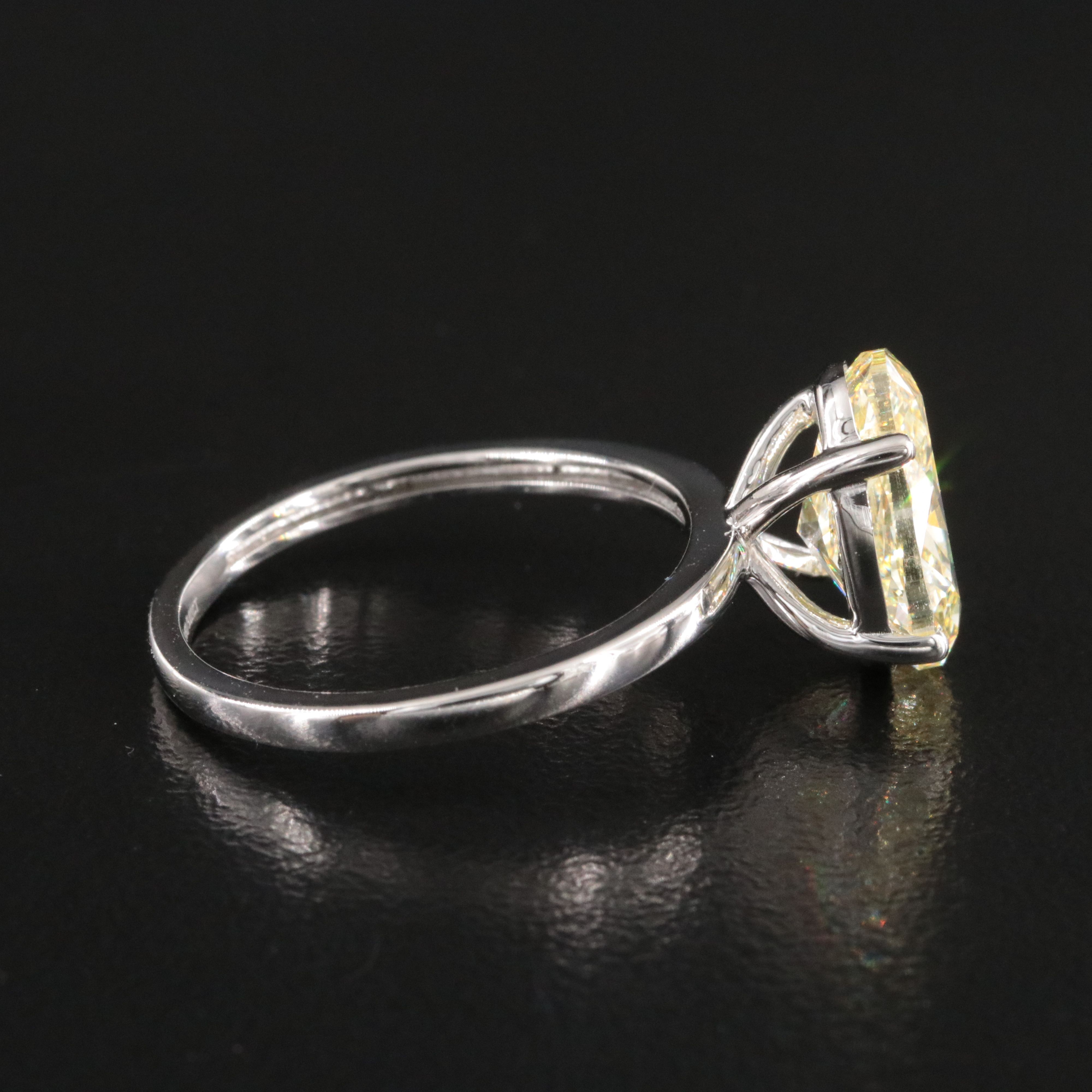 Platinum 3.01 CT Lab Grown Fancy Intense Yellow Diamond Ring with IGI Report