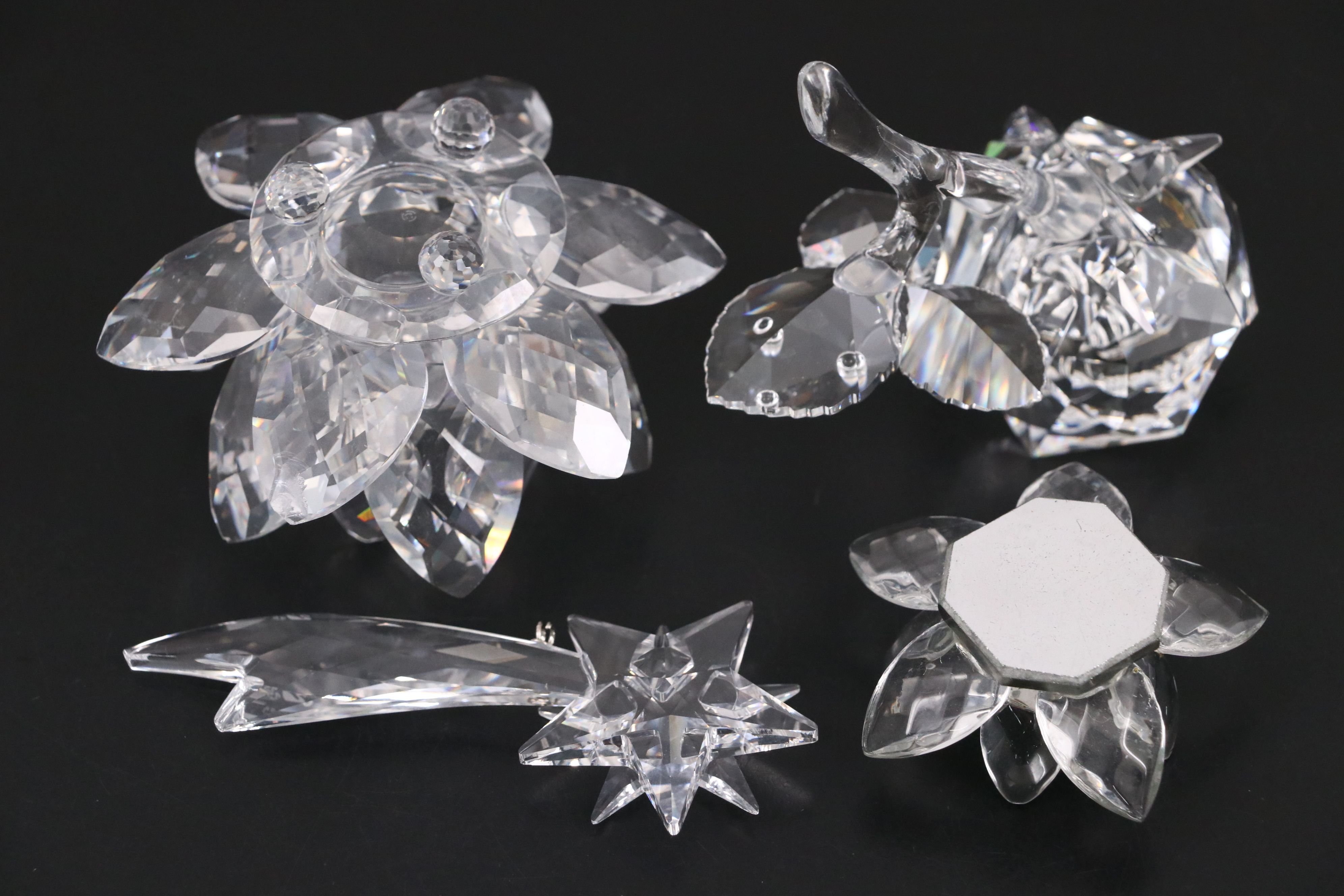 Swarovski Crystal "Water Lily" Candle Holder with Crystal Figurines