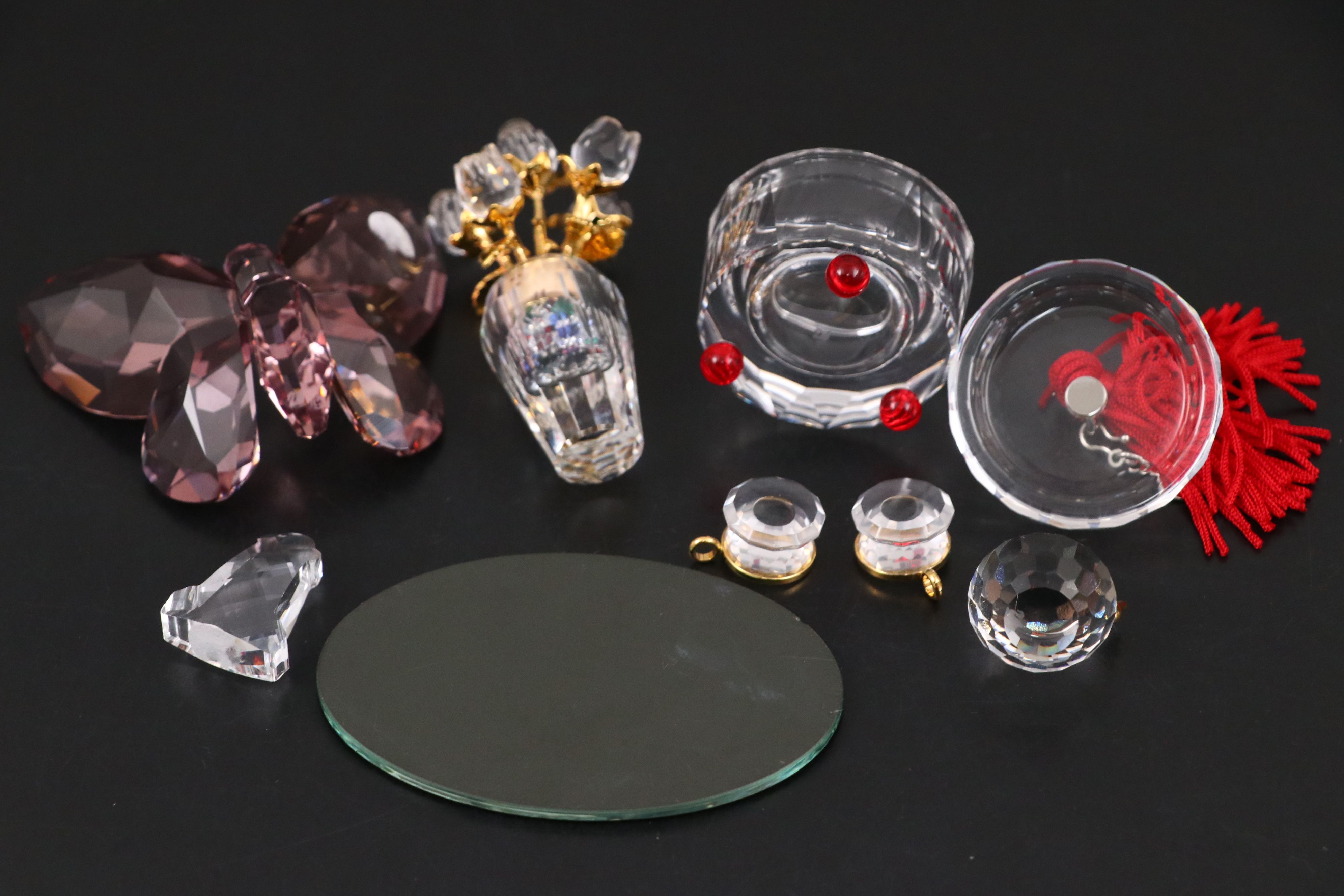 Swarovski Crystal "Water Lily" Candle Holder with Crystal Figurines