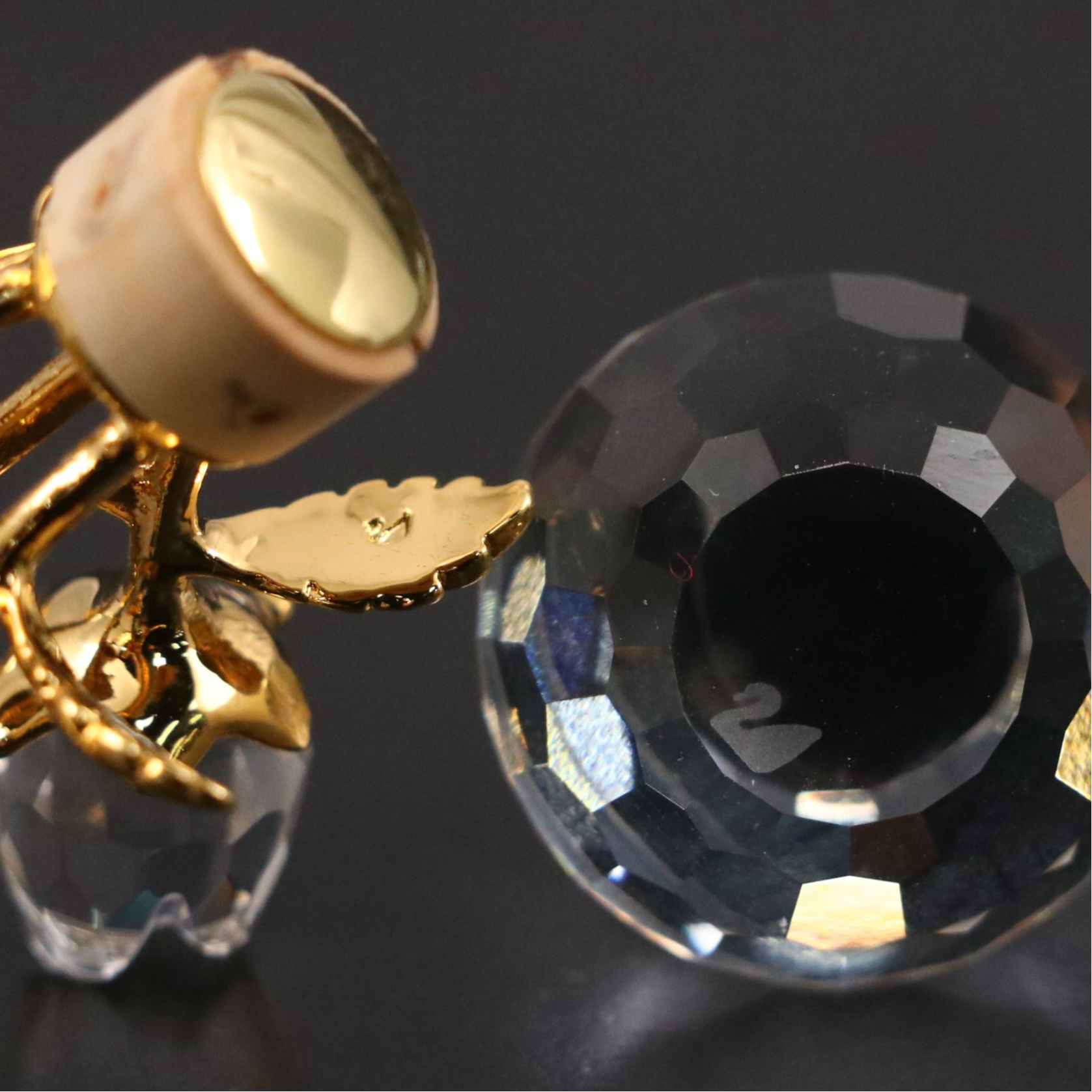 Swarovski Crystal "Water Lily" Candle Holder with Crystal Figurines