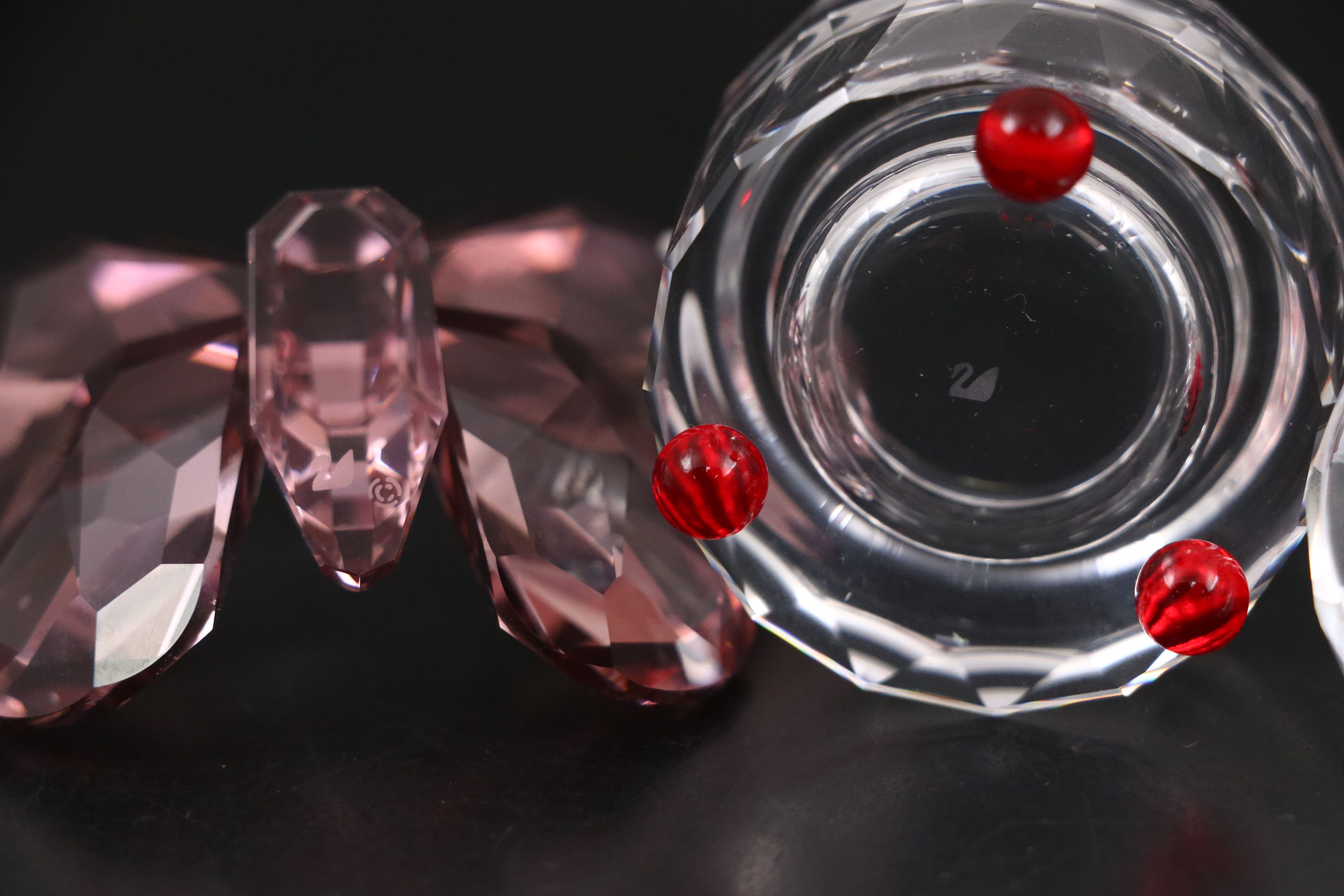 Swarovski Crystal "Water Lily" Candle Holder with Crystal Figurines