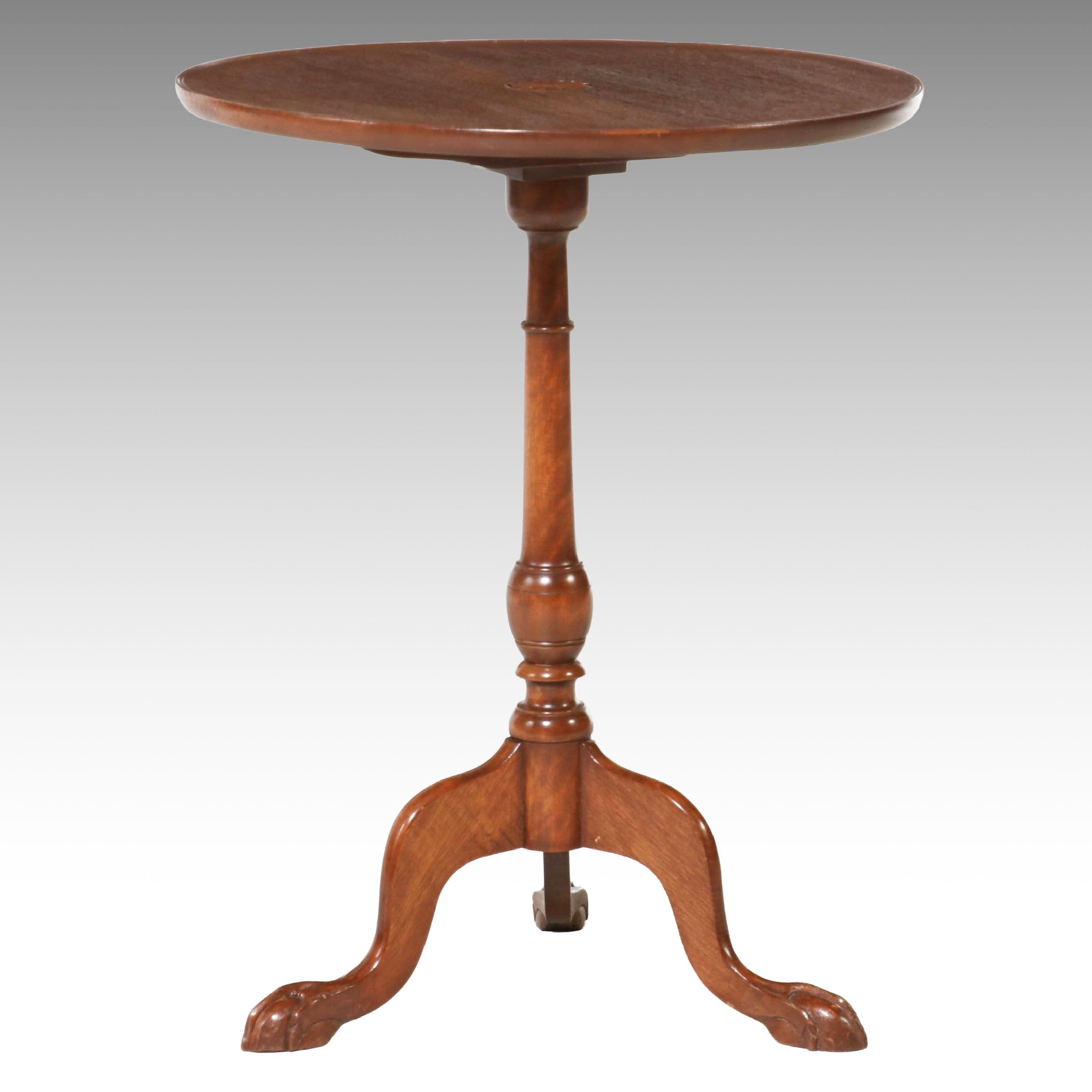Chippendale Mahogany Inlaid Tilt-Top Candlestand, 19th Century