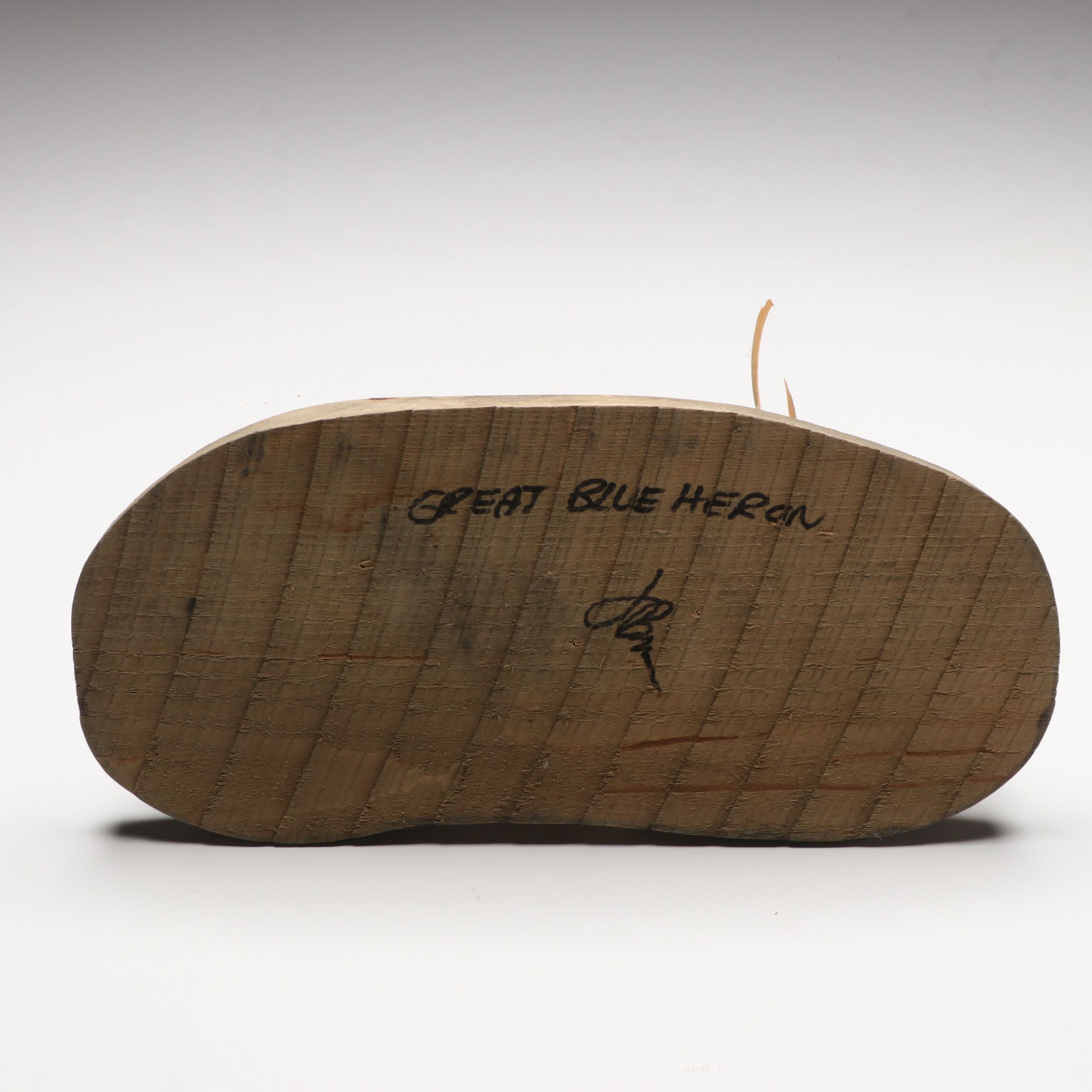 Artist Signed Carved Wood "Great Blue Heron" and "Green Heron" Figures