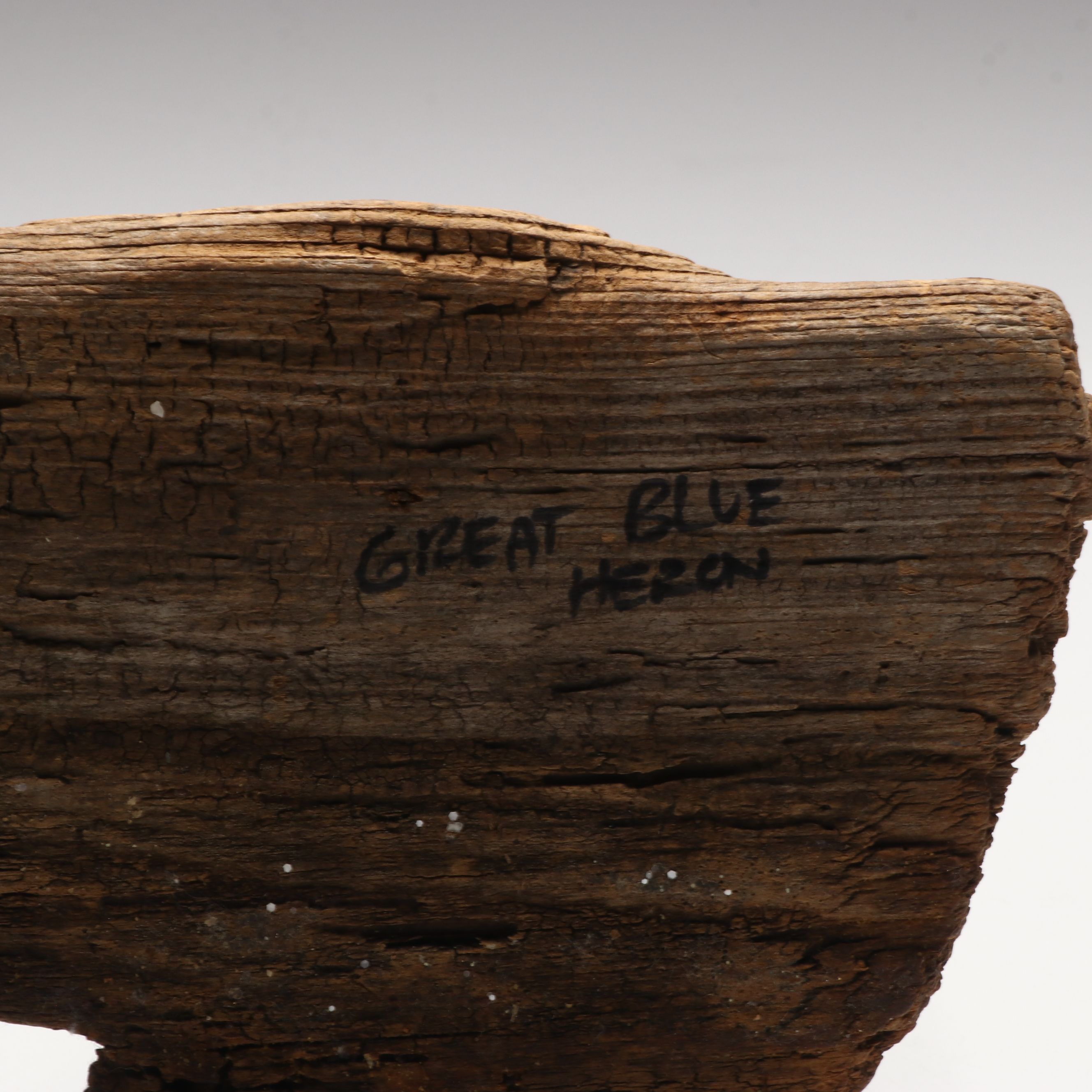 Artist Signed Carved Wood "Great Blue Heron" and "Green Heron" Figures