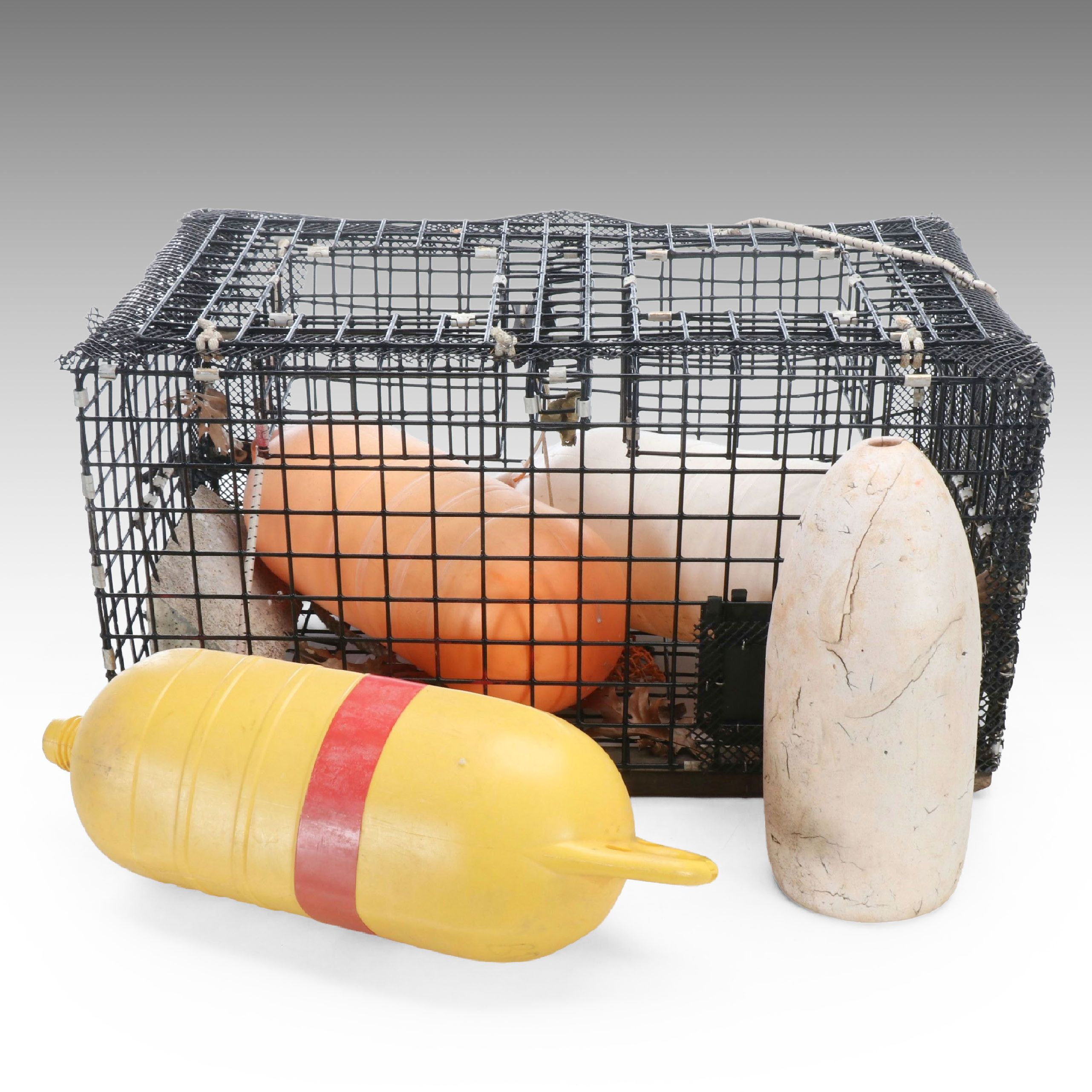 Box Crab Trap with Plastic Buoys