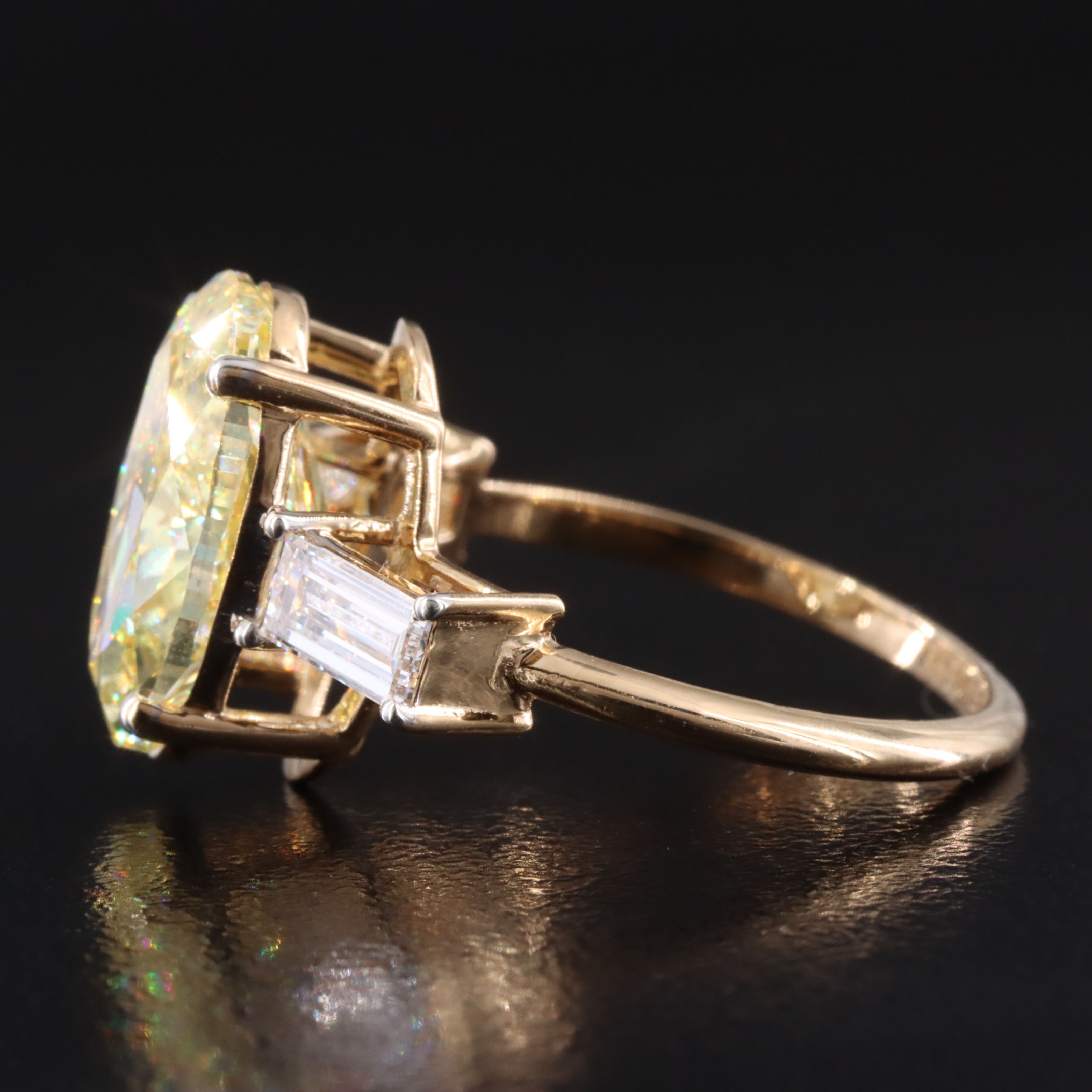 18K 5.13 CTW Lab Grown Diamond Ring with Fancy Intense Yellow Center, IGI Report