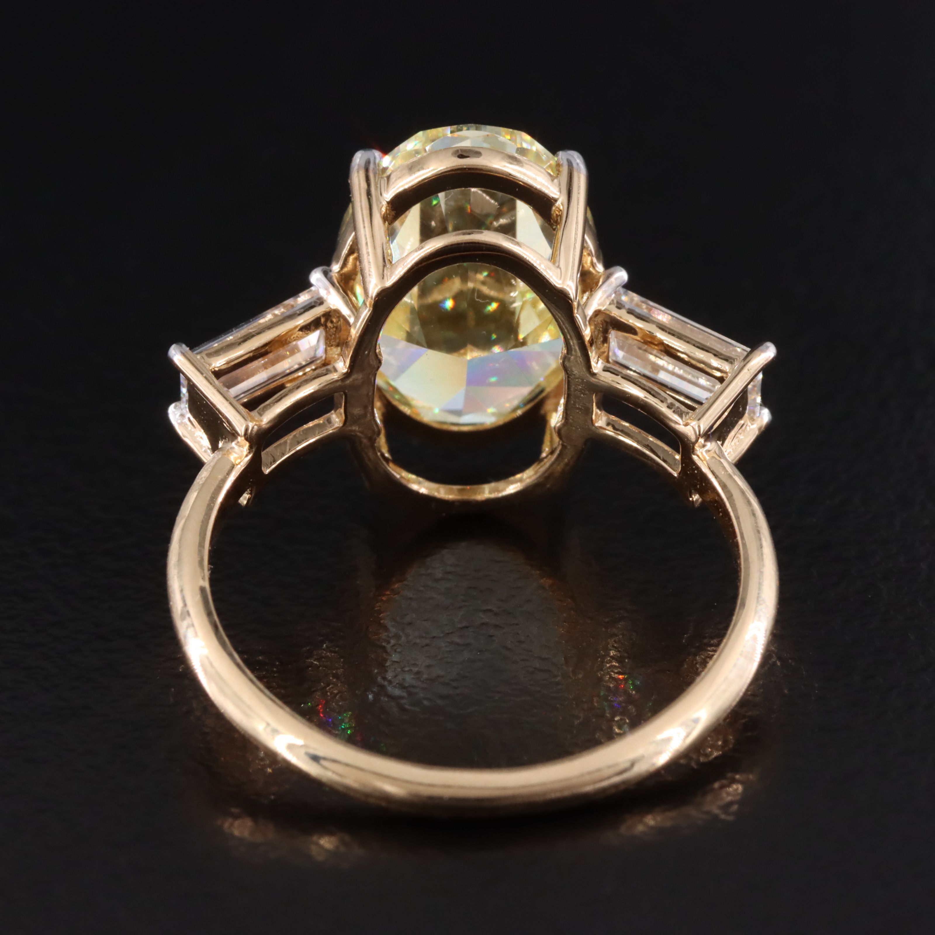18K 5.13 CTW Lab Grown Diamond Ring with Fancy Intense Yellow Center, IGI Report