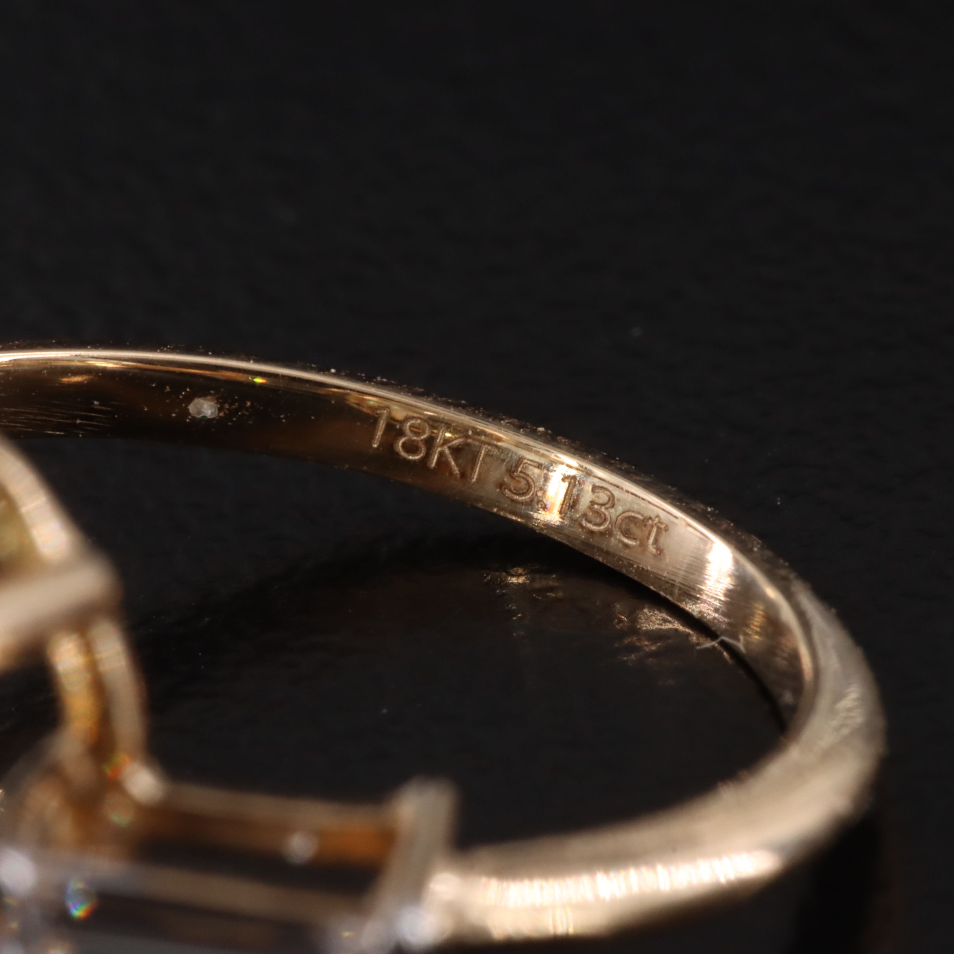 18K 5.13 CTW Lab Grown Diamond Ring with Fancy Intense Yellow Center, IGI Report