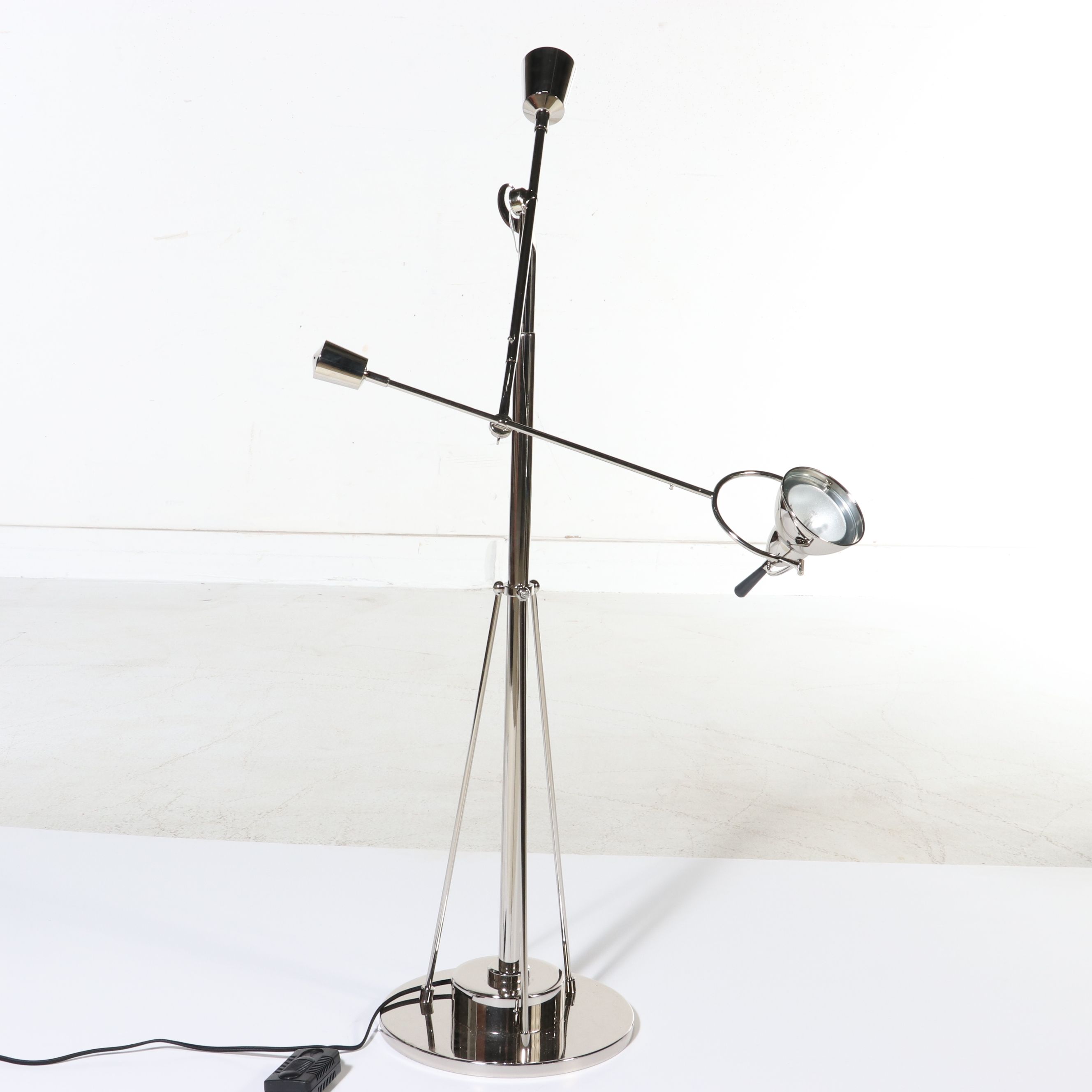 Postmodern Chromed Metal Dual Cantilever Floor Lamp