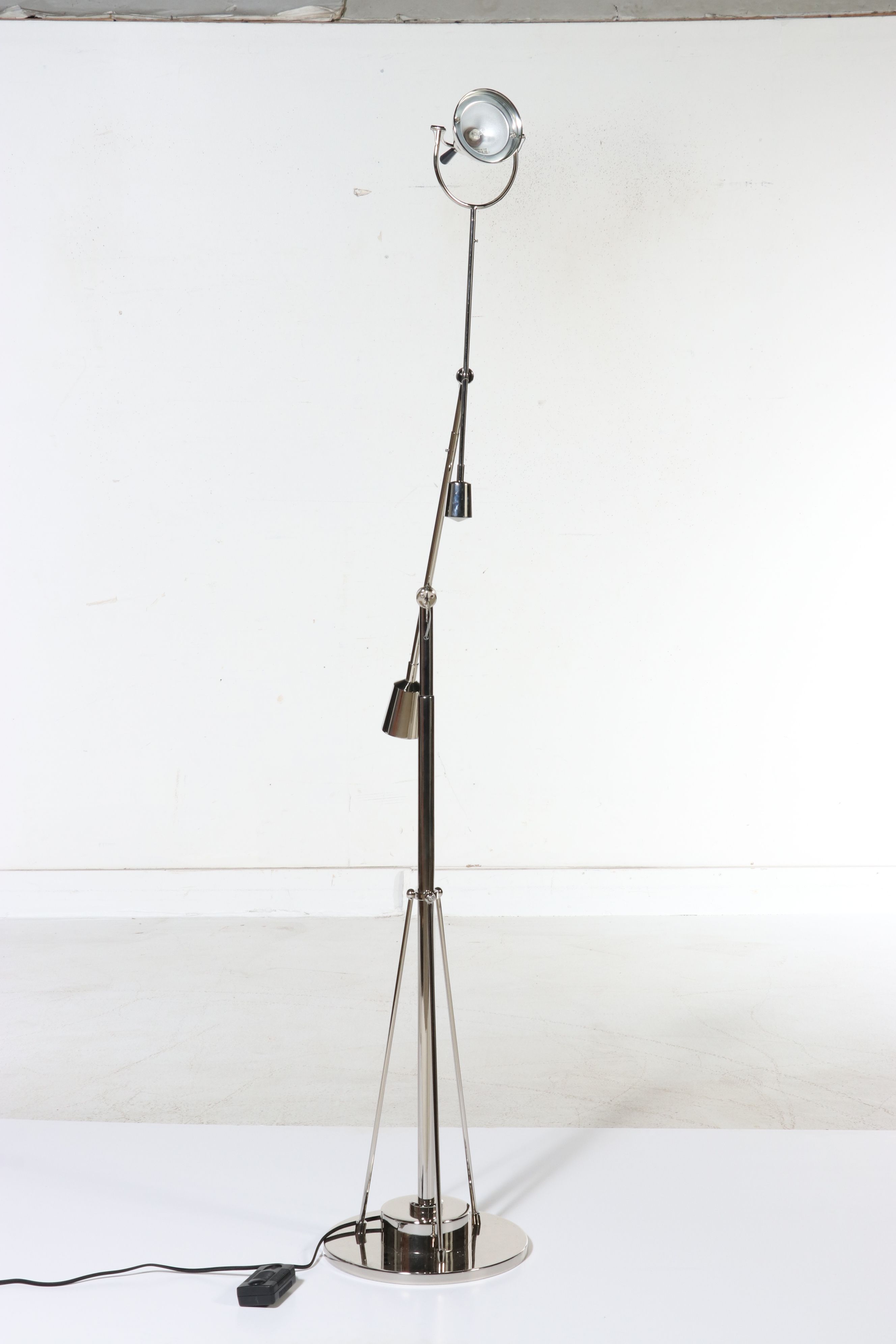 Postmodern Chromed Metal Dual Cantilever Floor Lamp