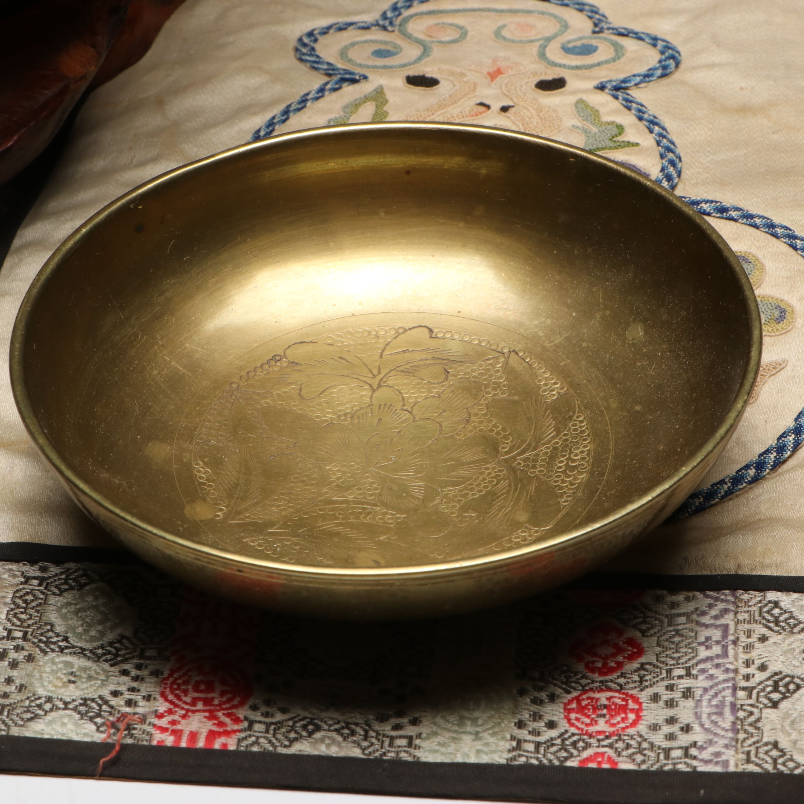 Norman Brumm Trillium Enamel Sculpture with Chinese Brass Box and More Décor